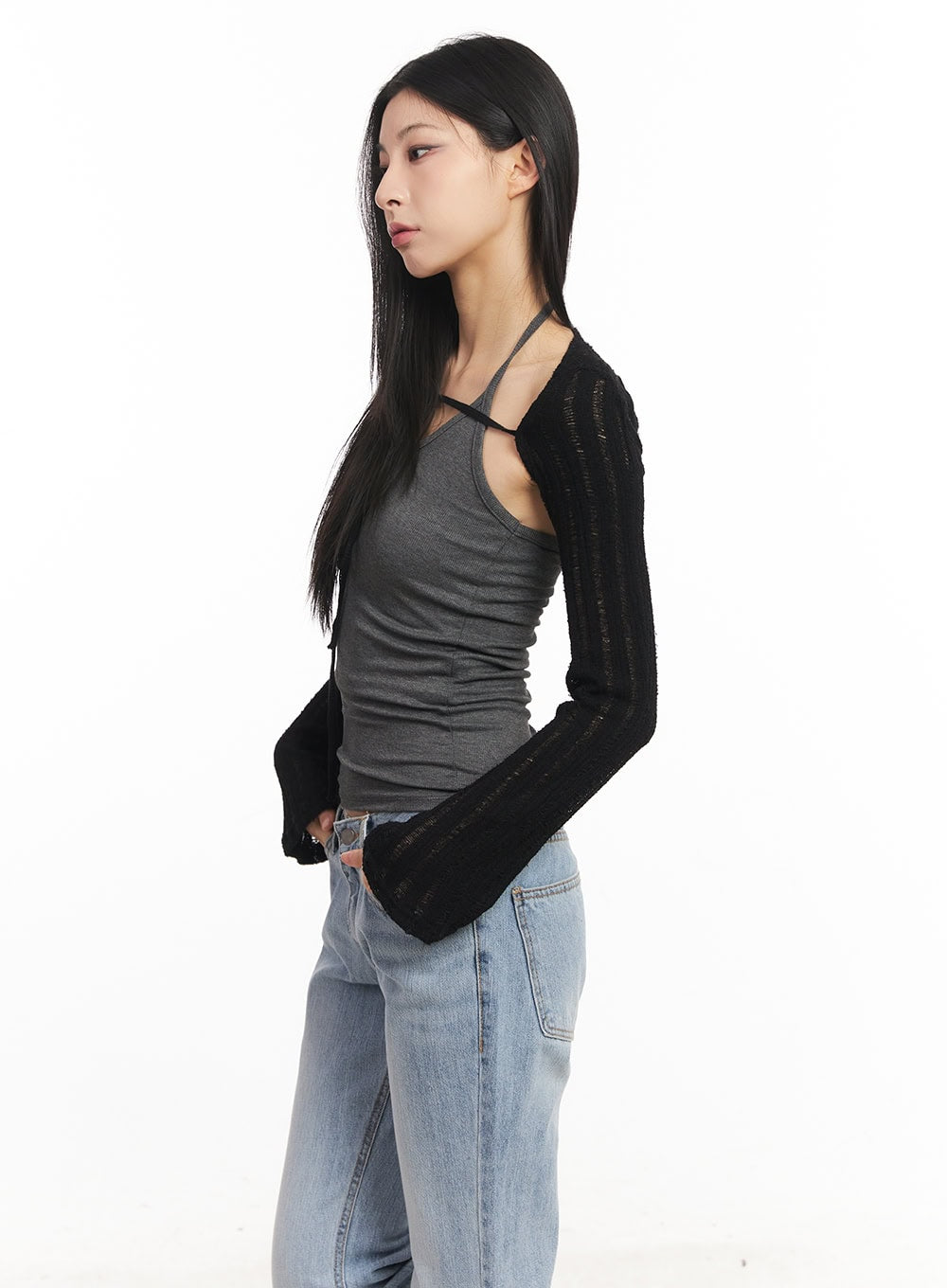 Knit Strap Bolero Cardigan CA516