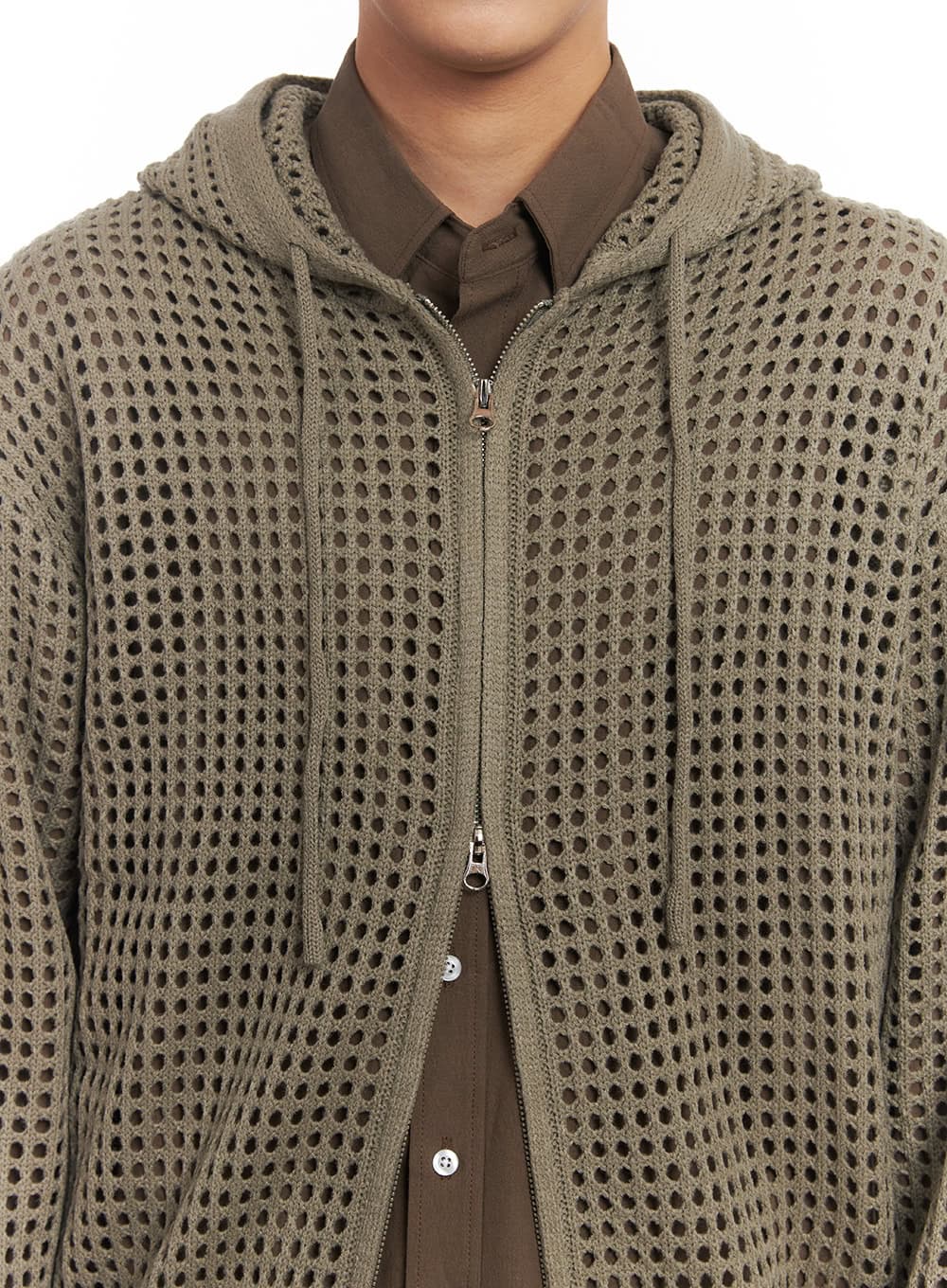 Men's Mesh Knit Hooded Zip-Up Jacket IM514