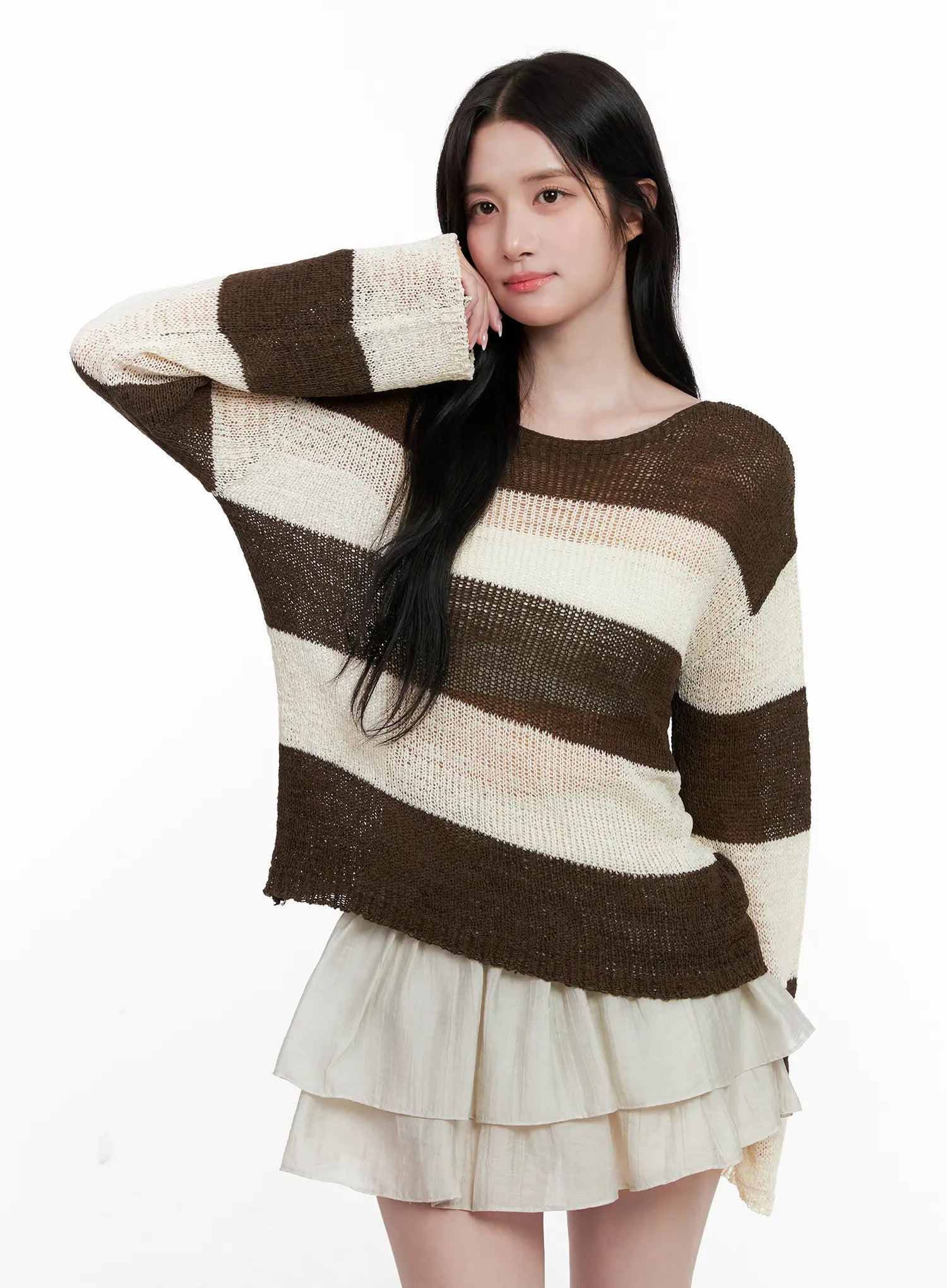Relaxed-Fit Striped Knit Sweater CL515