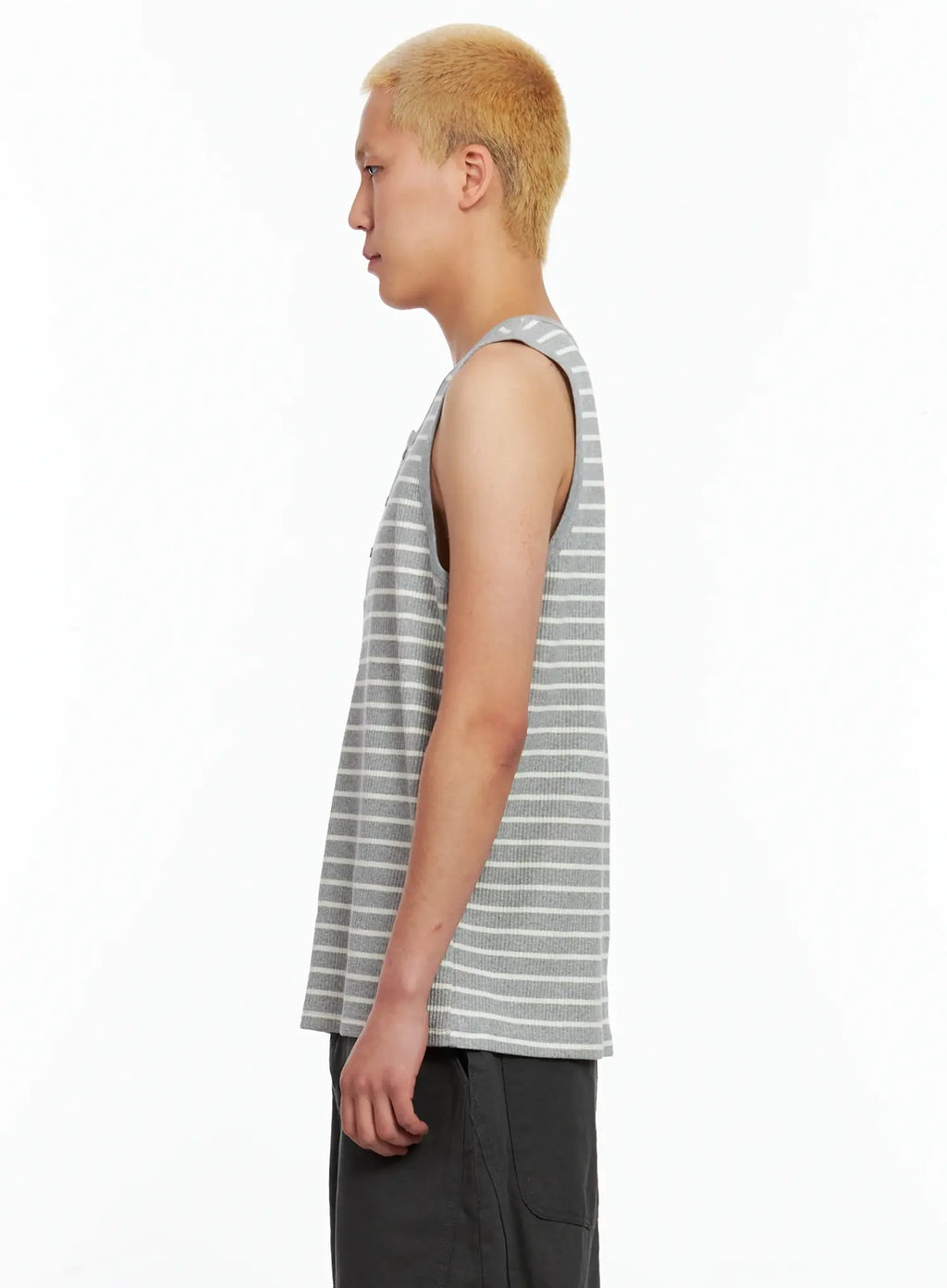 Men's Striped Henley Tank Top IL511