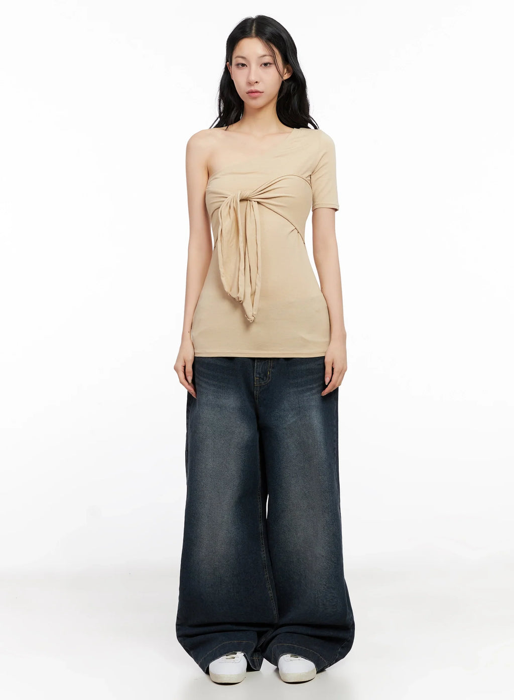 Soyoung Washed Adjustable Wide-Leg Jeans IG508