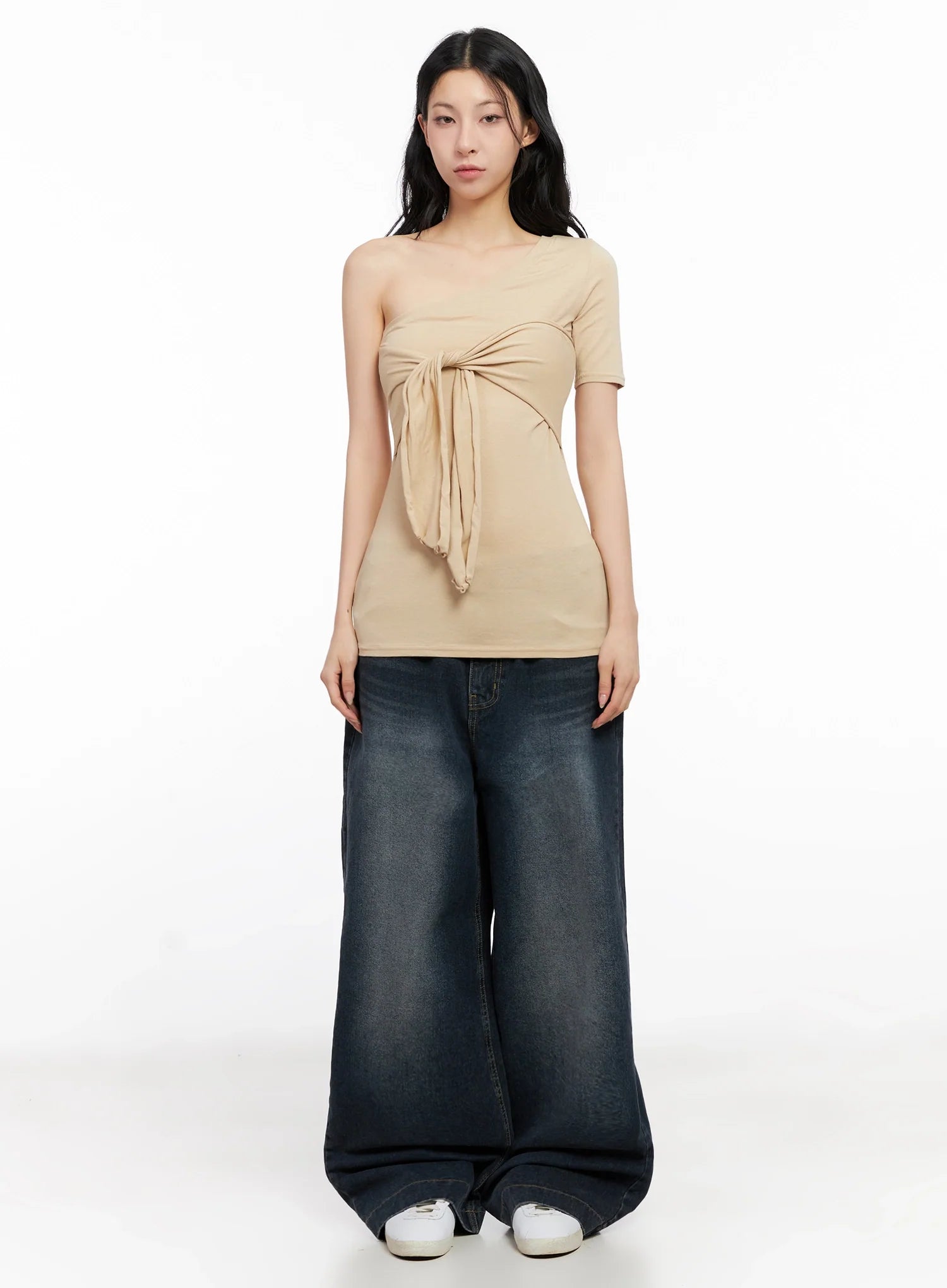 Soyoung Washed Adjustable Wide-Leg Jeans IG508