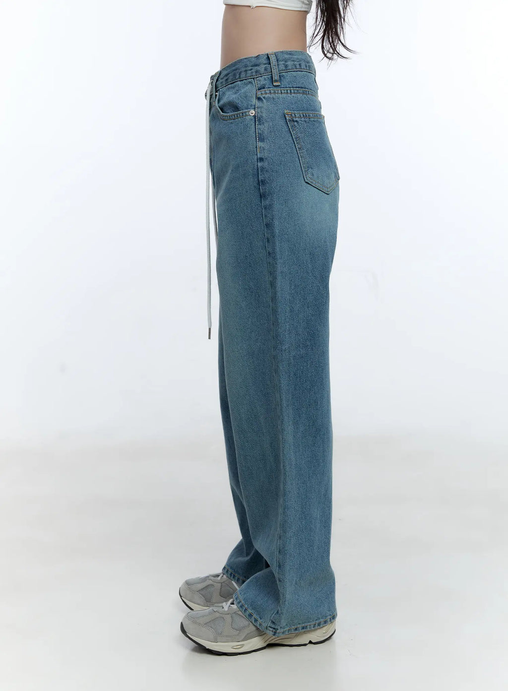 High-Waist Wide-Leg Drawstring Jeans CG513