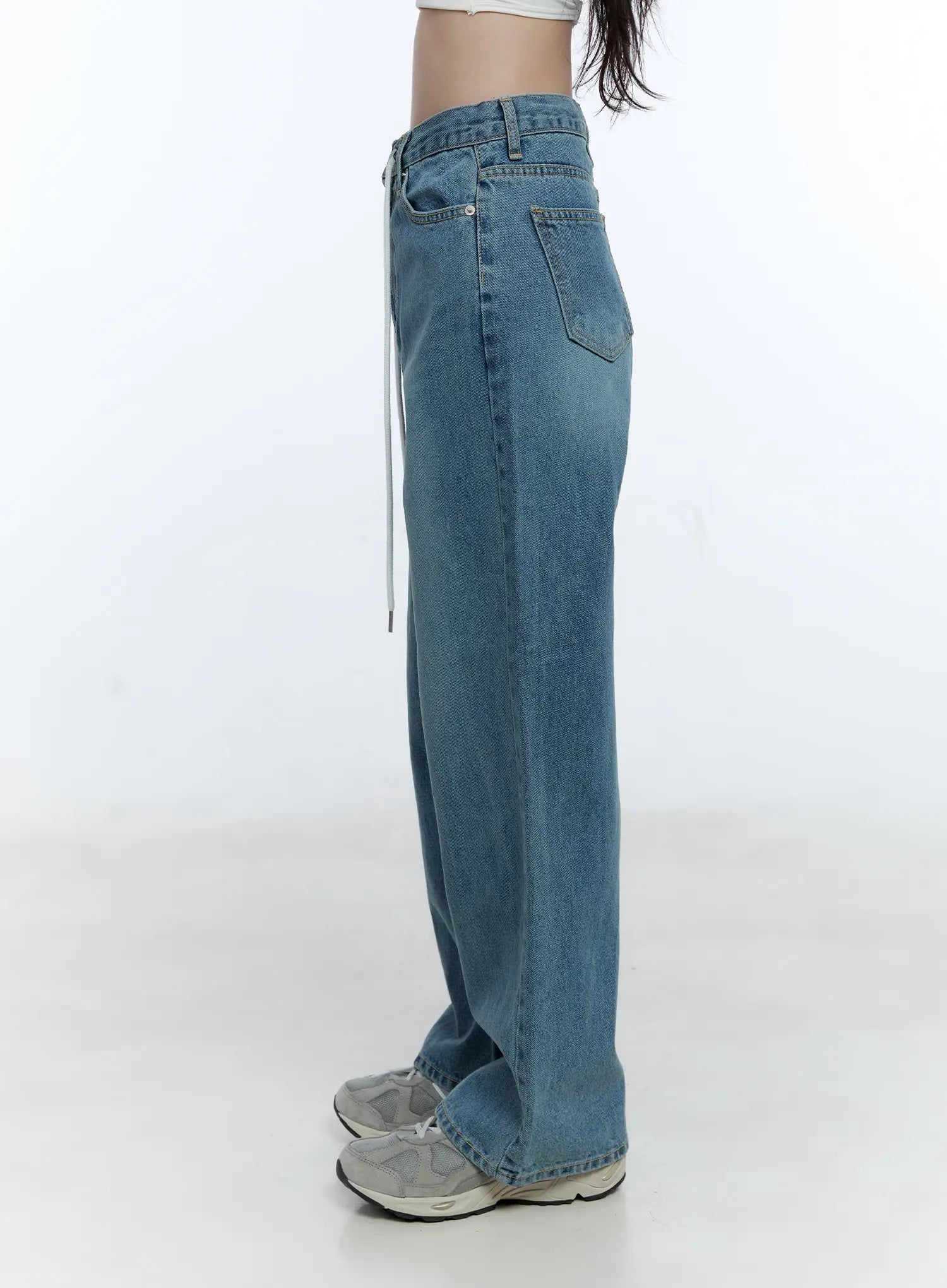 High-Waist Wide-Leg Drawstring Jeans CG513