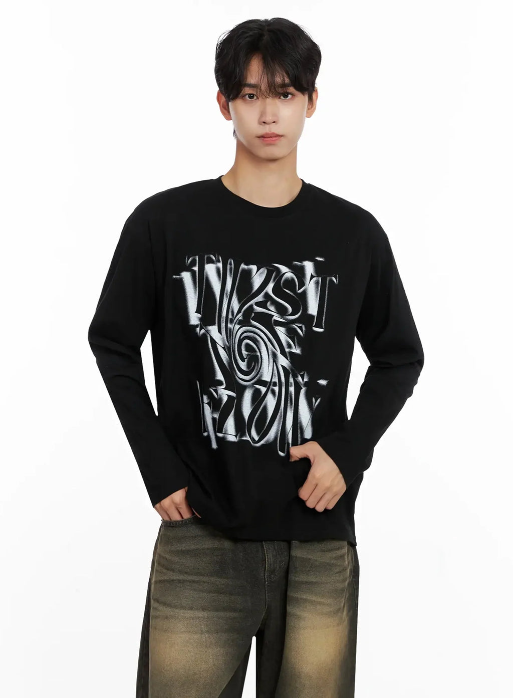 Men's Twist Graphic Long Sleeve Shirt IO516
