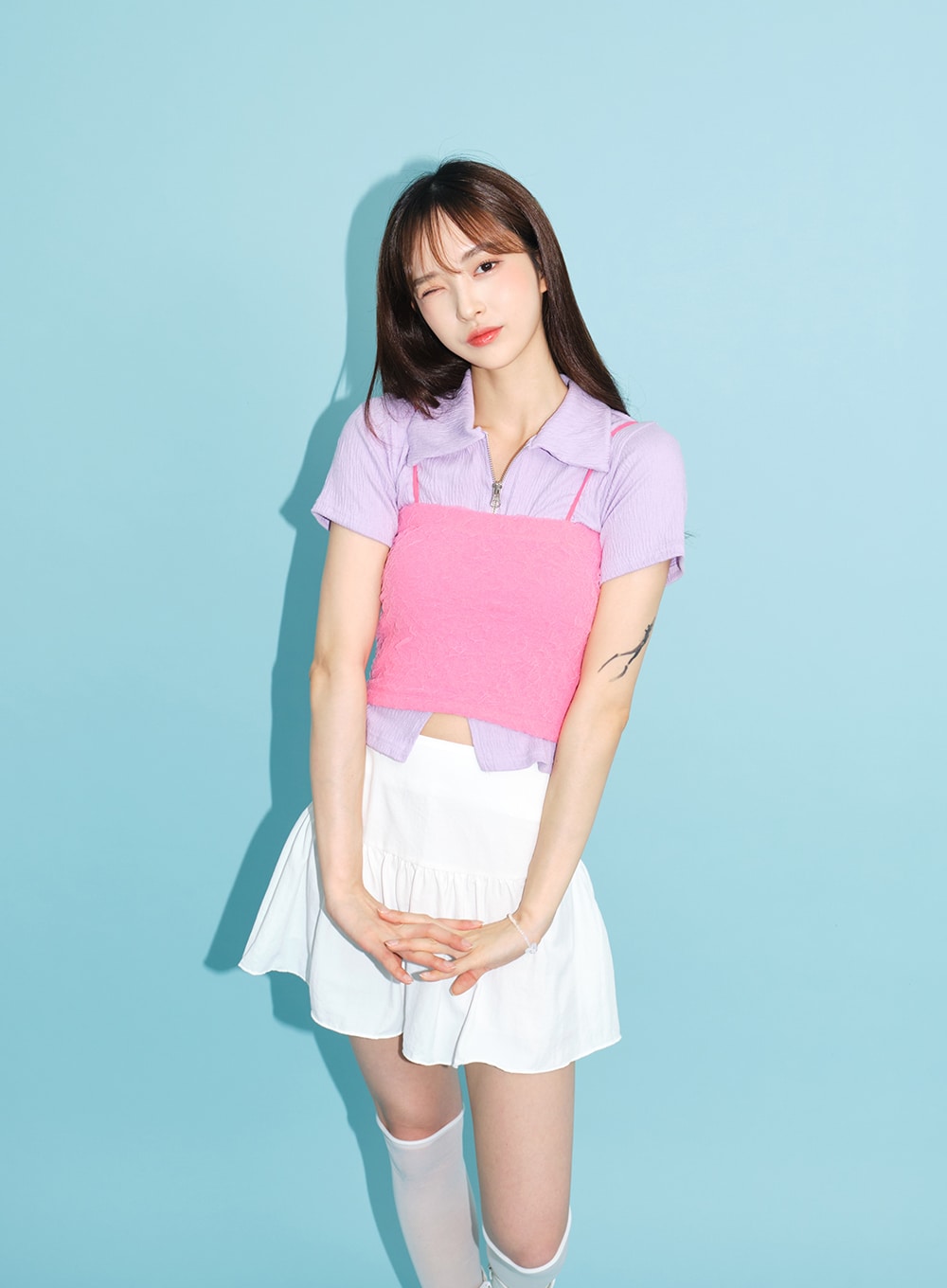 Two-Way Zip-Up Collared Top BJ17