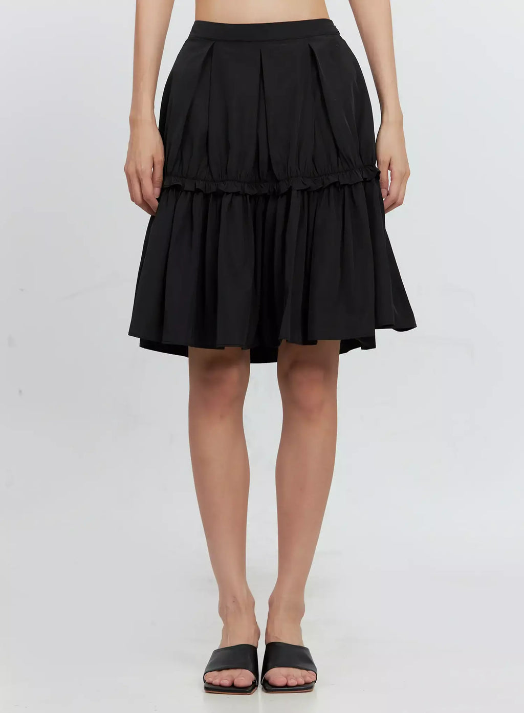 Pleated Nylon Midi Skirt IS516
