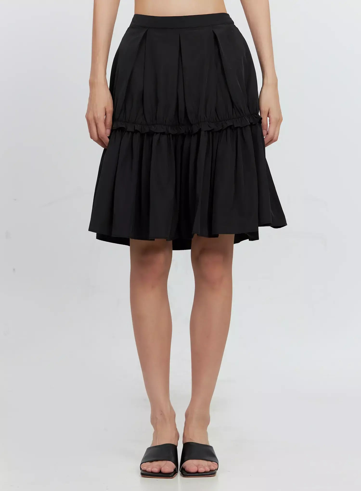 Pleated Nylon Midi Skirt IS516