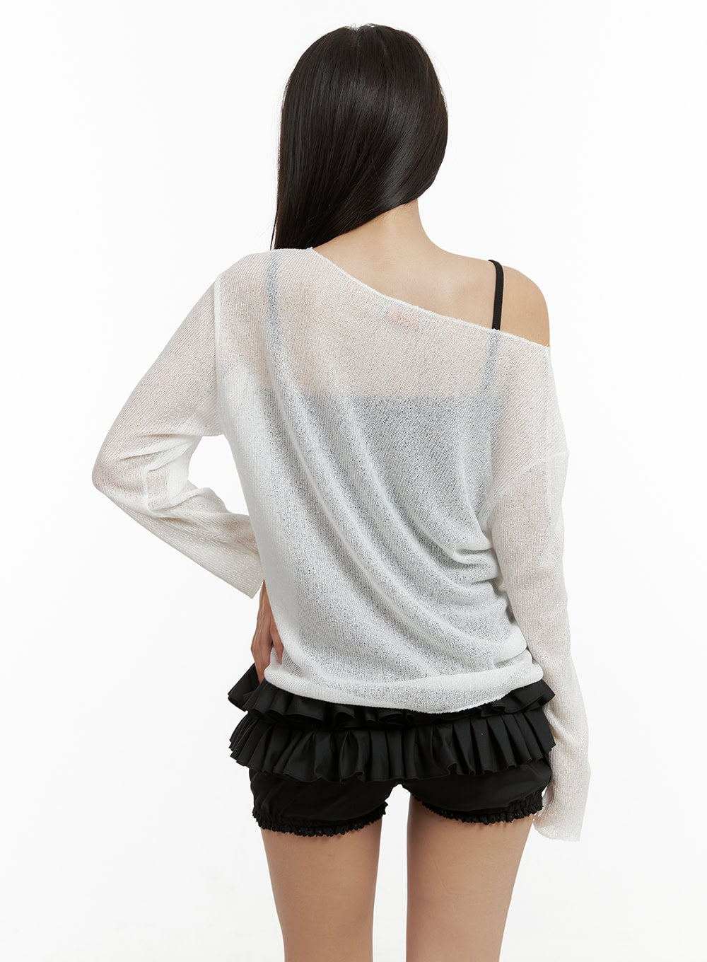 Sheer Graphic One-Shoulder Summer Sweater CU404