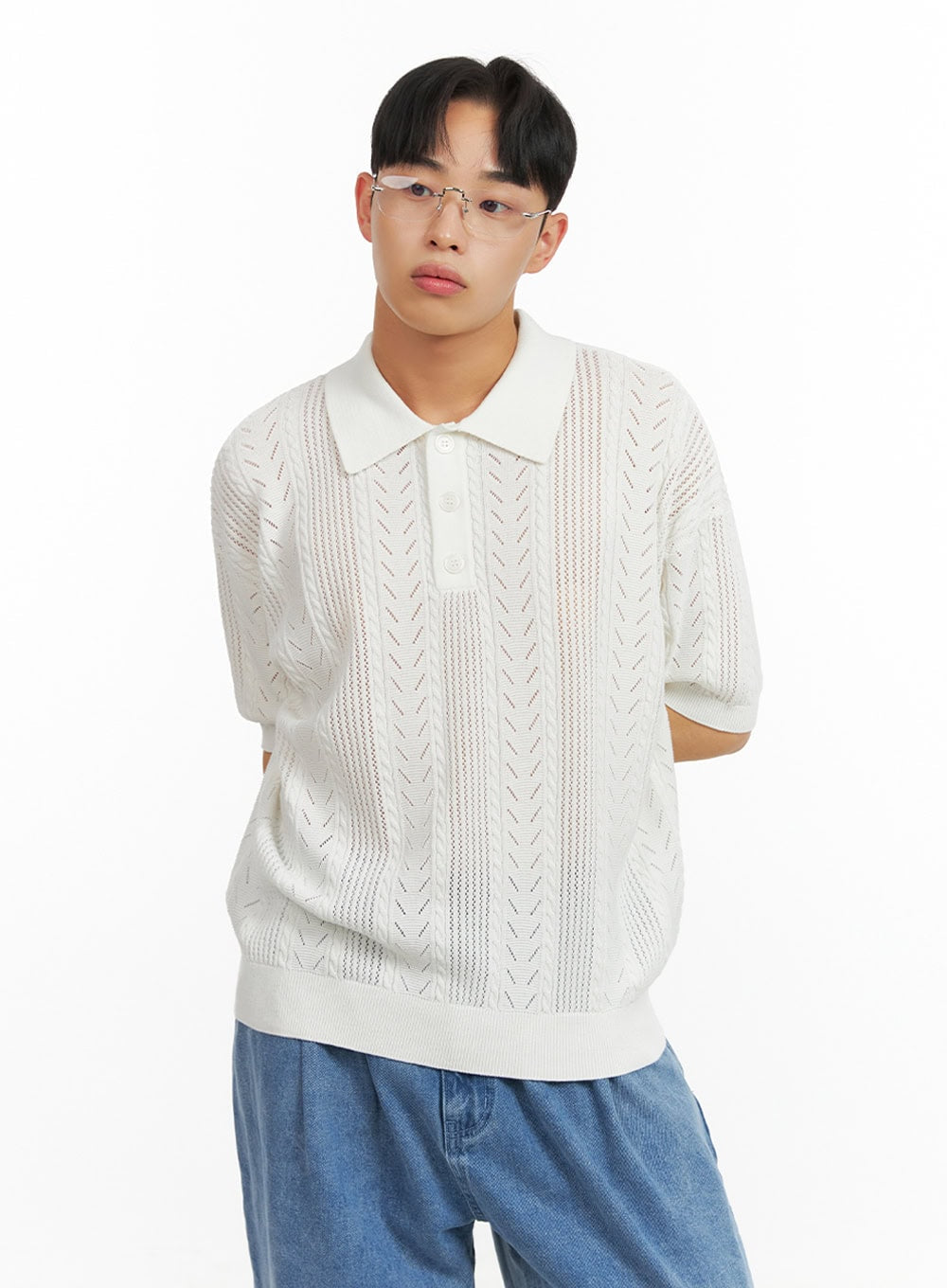 Men's Cotton Buttoned Collar T-Shirt IU412