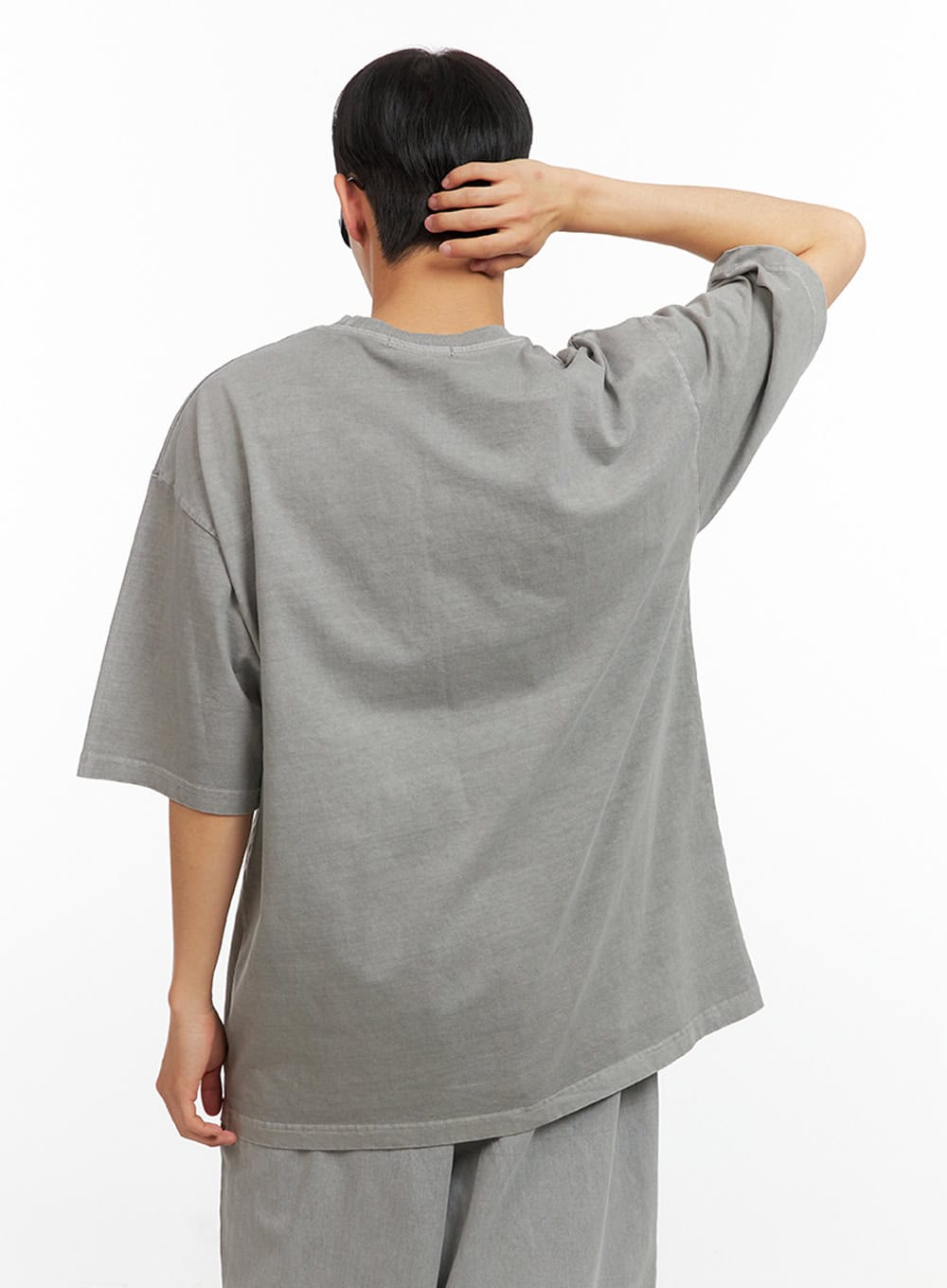 Men's Cotton Lettering Oversized Graphic Tee (Gray) IU414