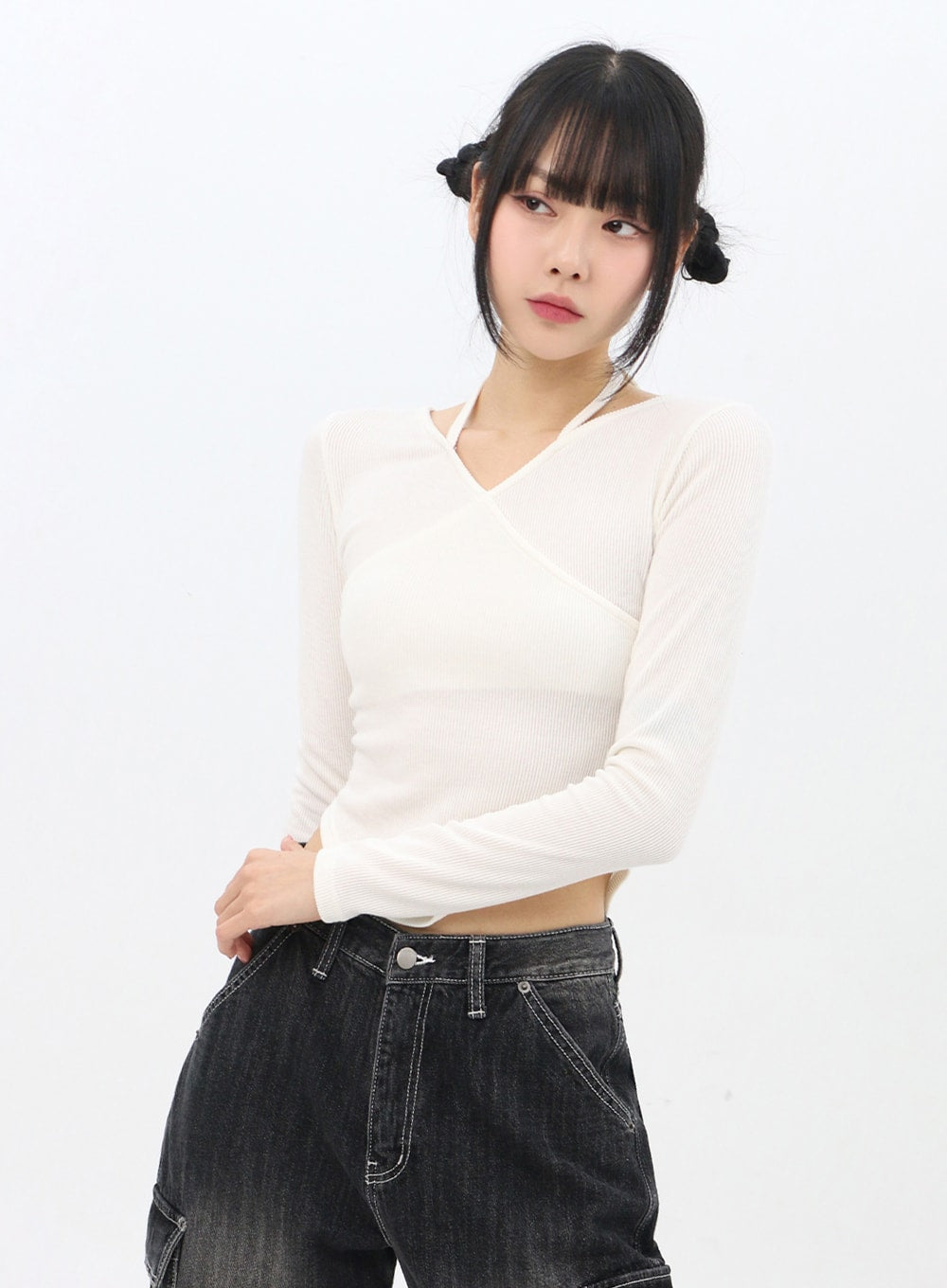 Wrap Halter Neck Slim Fit Tee IN310