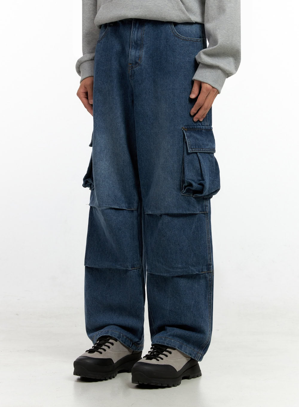 Men's Cargo Pocket Wide Leg Jeans IN401