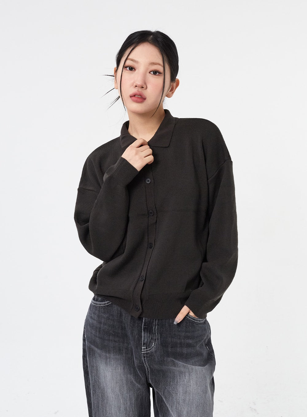 Button Collar Cardigan CM315