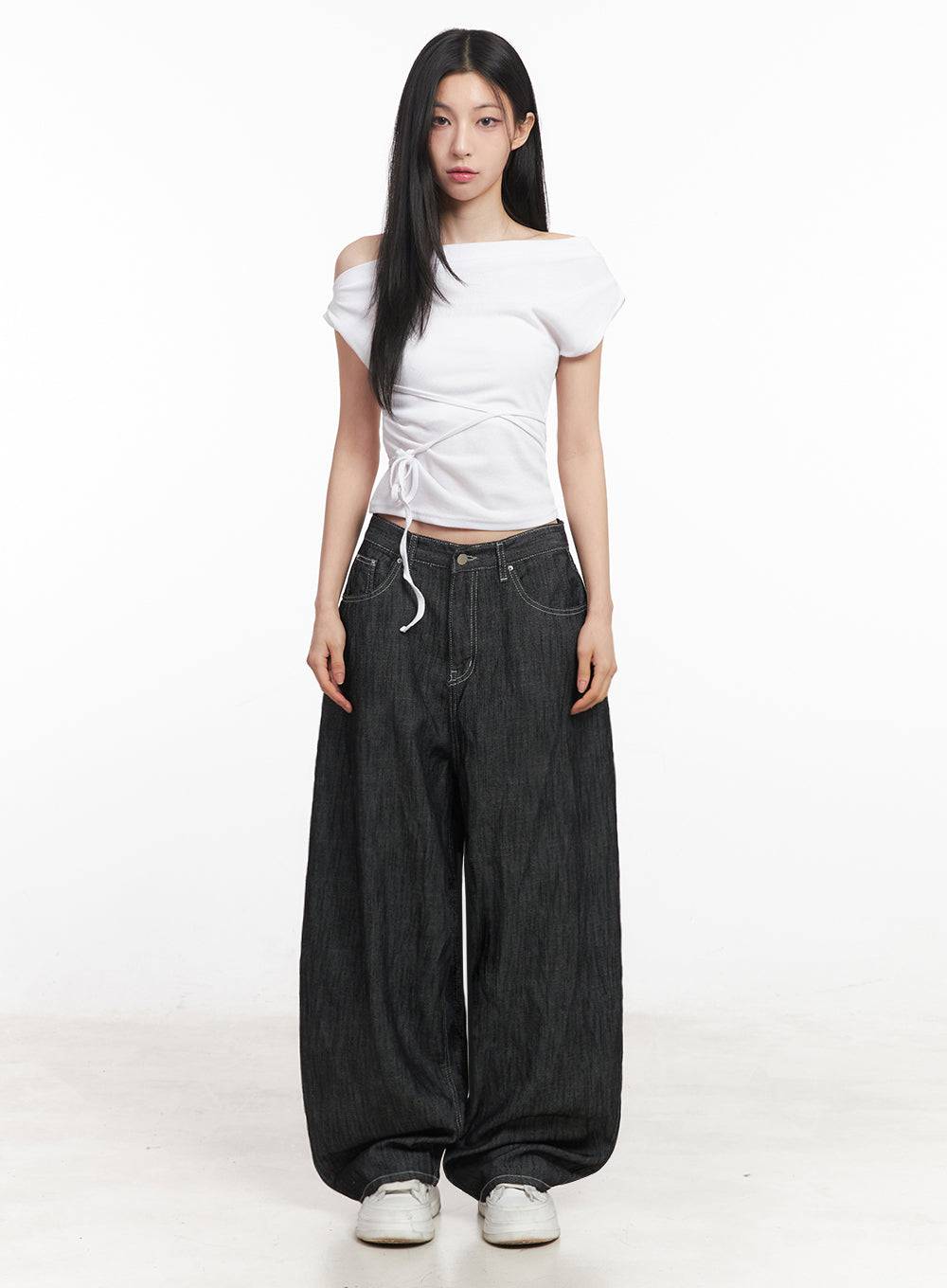 Asymmetric Short Sleeve Wrap Shirt IY516