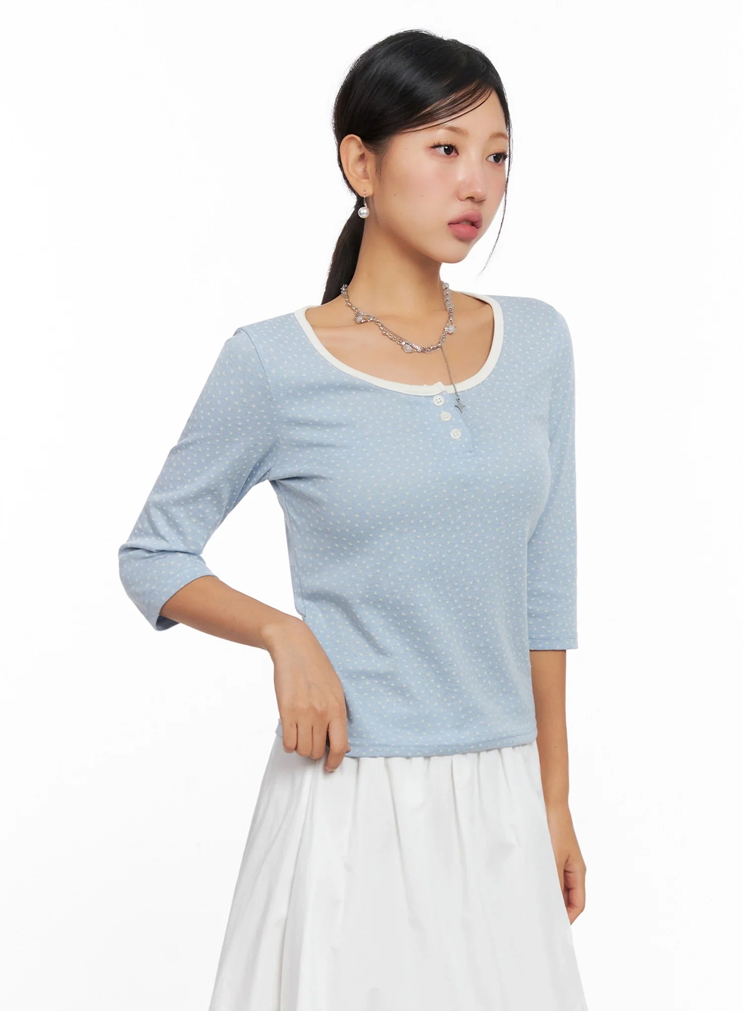 3/4 Sleeve Round Neck Tee IG527
