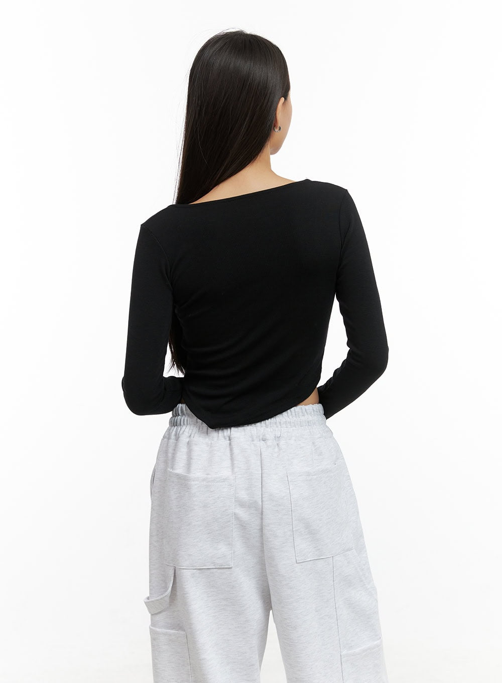 Square-Neck Unbalanced Crop Top CO424