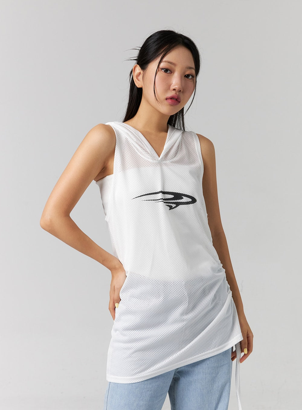Graphic Hooded Sleeveless Top CG314