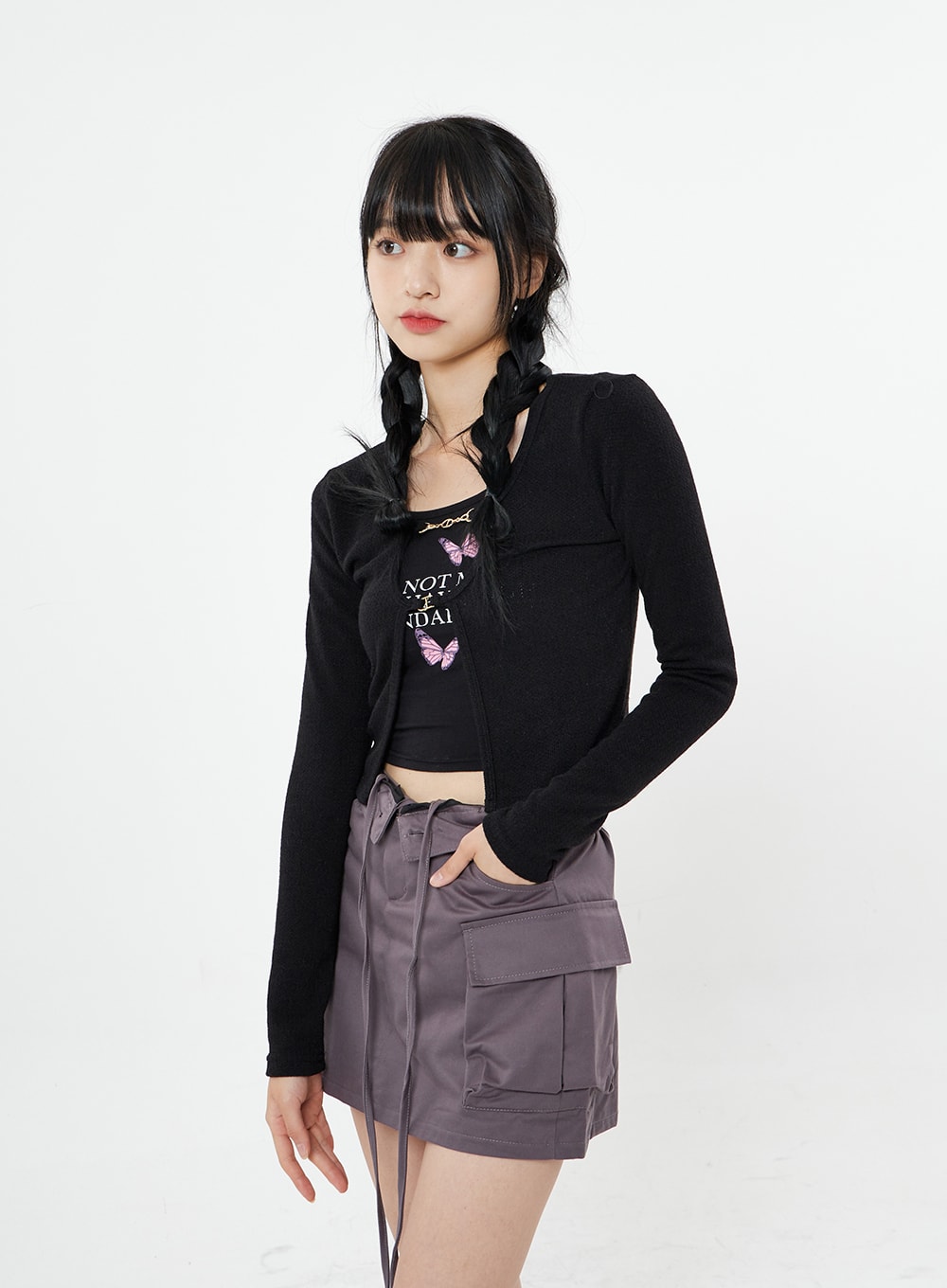 Gold Chain Basic Crop Cardigan BS28