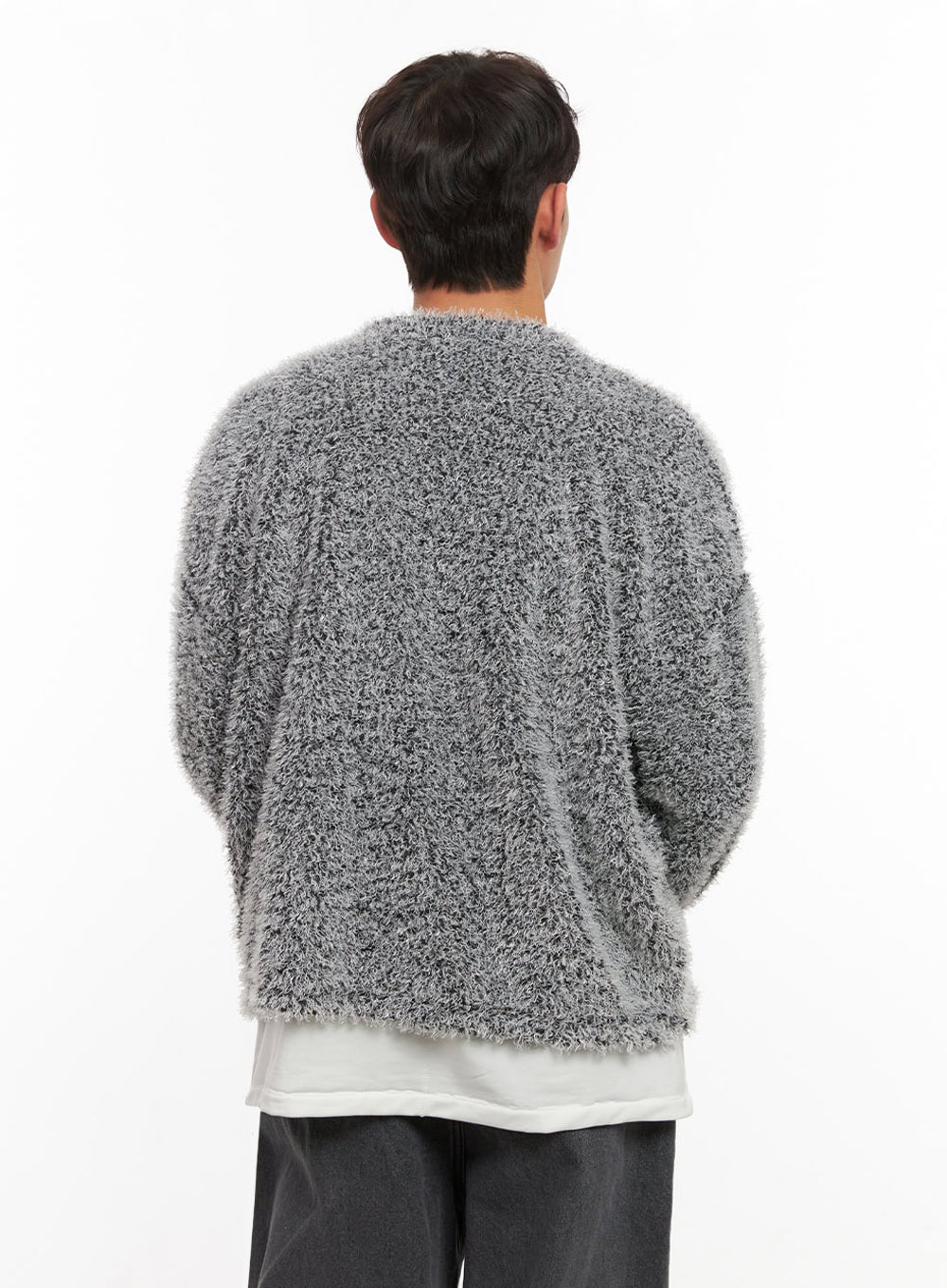 Men's Fuzzy Buttoned Cardigan ID427