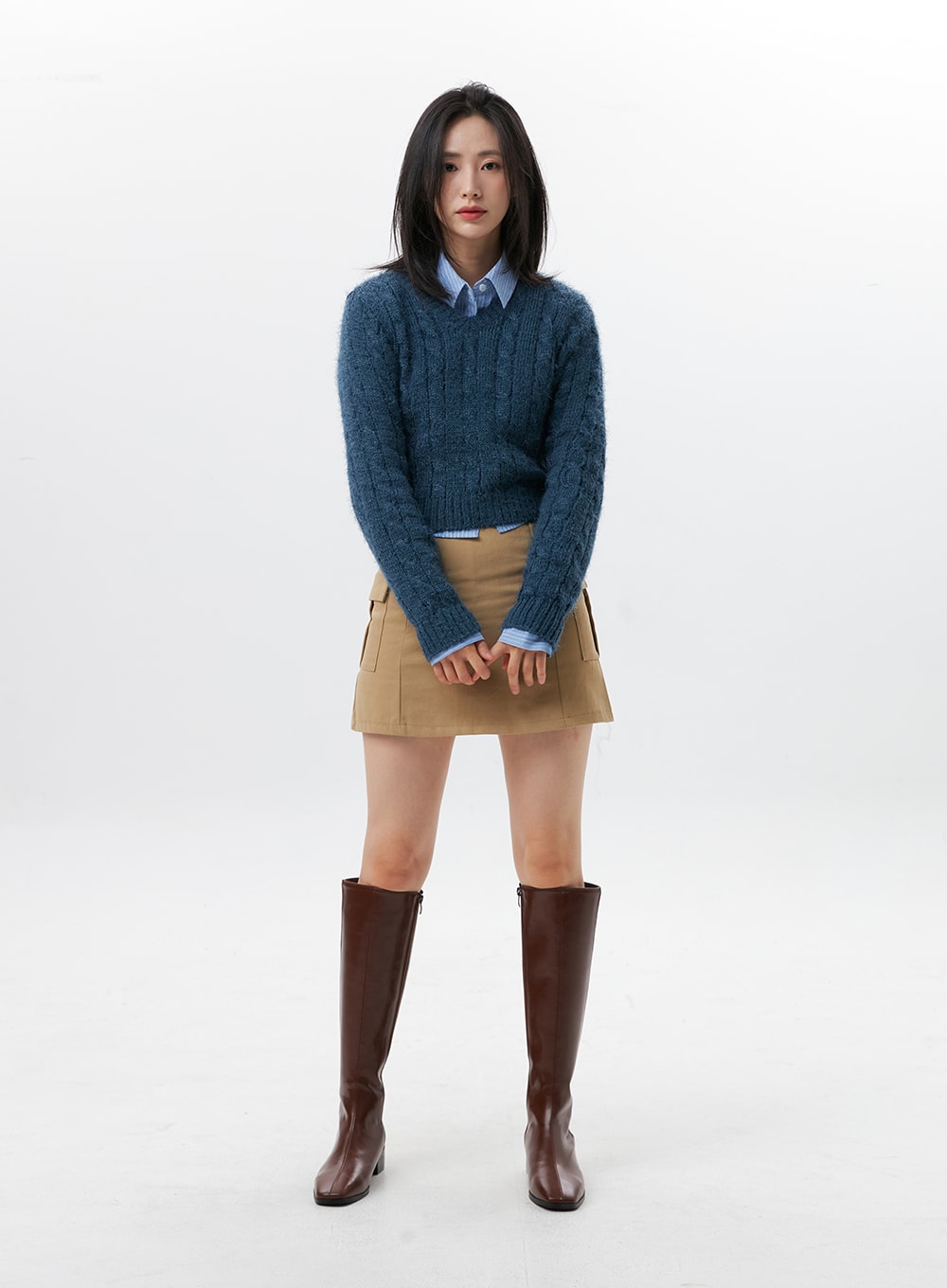 Cable Knit V-Neck Sweater OG315