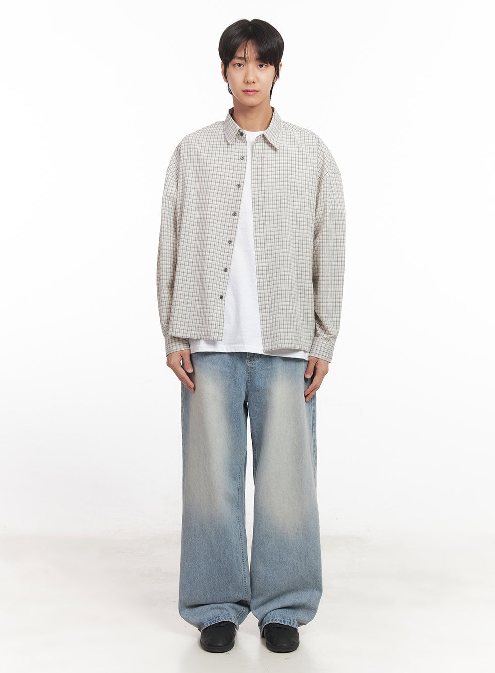 Men's Wide-Fit Washed Denim Jeans IA510