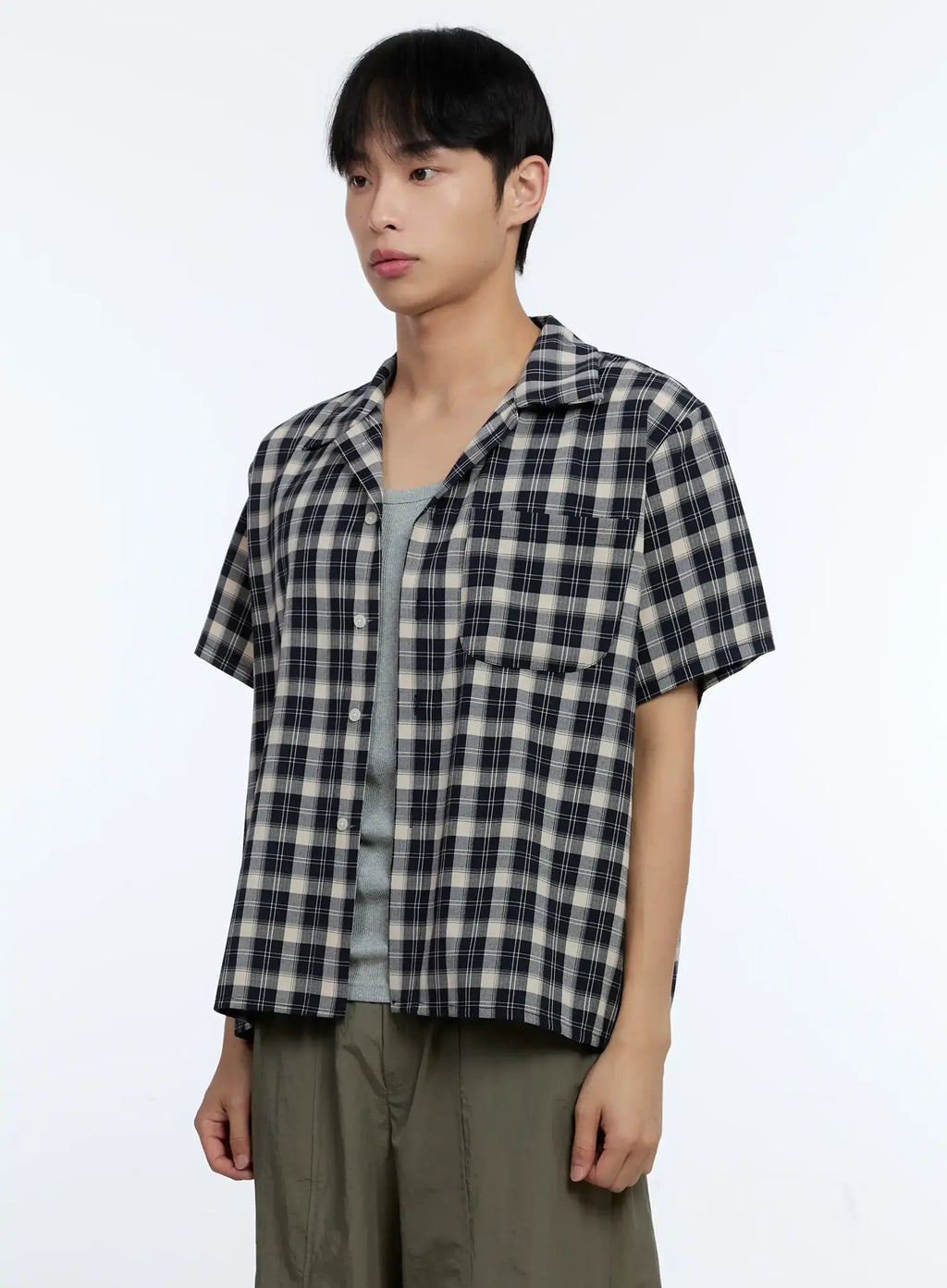 Men's Plaid Short Sleeve Shirt IG519