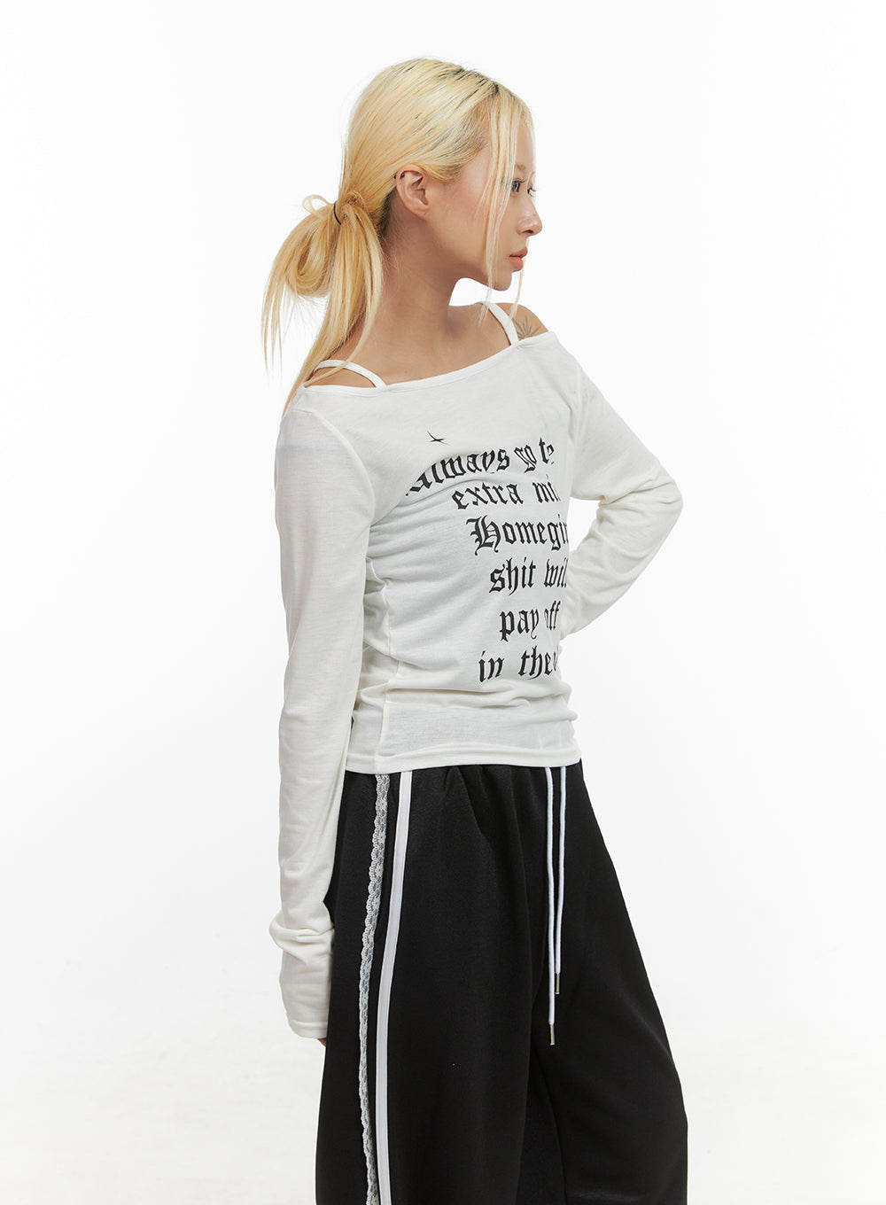 Chic Off Shoulder Letter Print Top  CO415