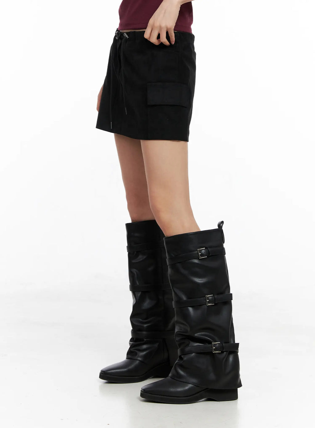 Suede Cargo Mini Skirt CC1109