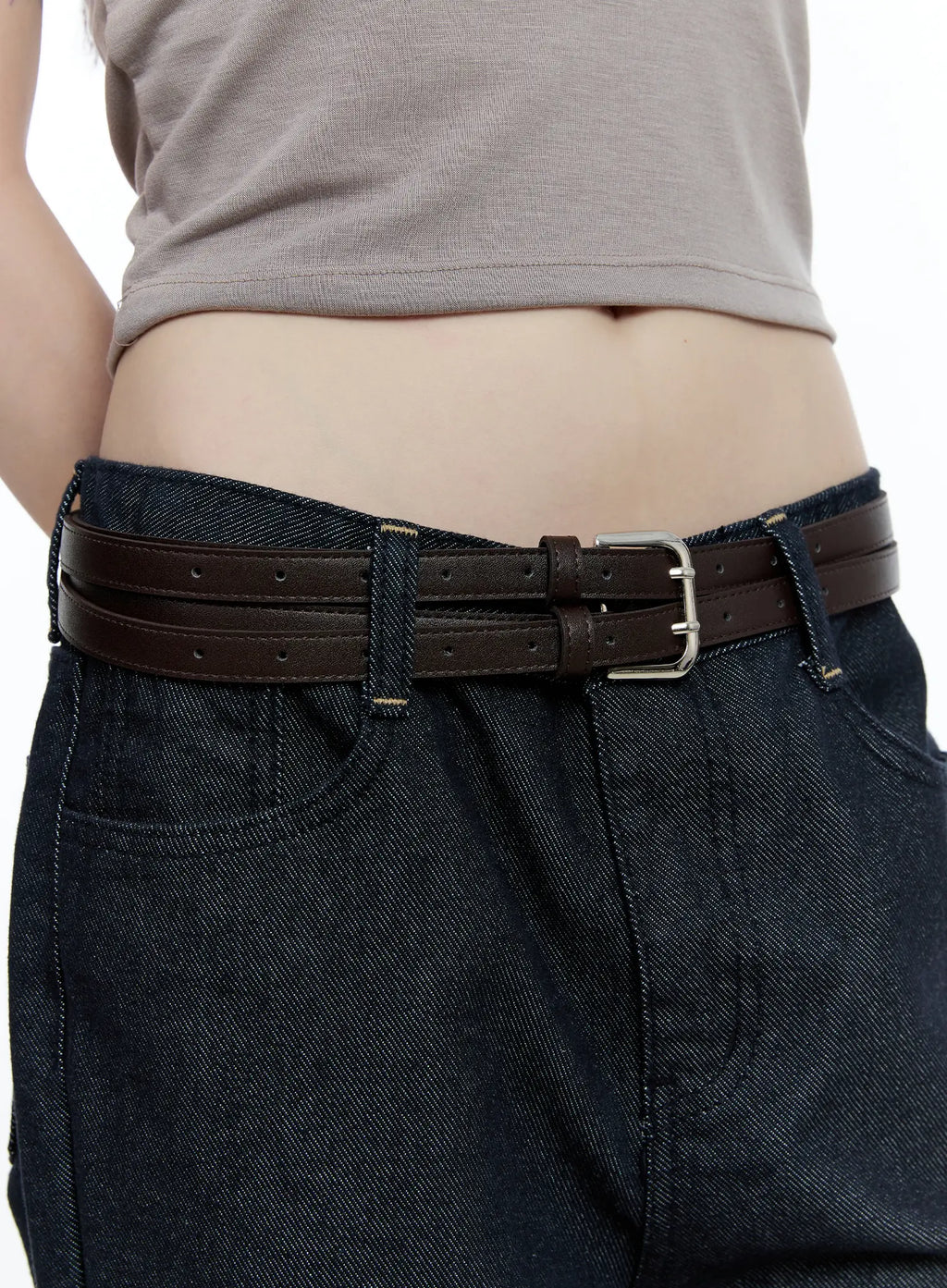 Double Strap Faux Leather Belt CG511