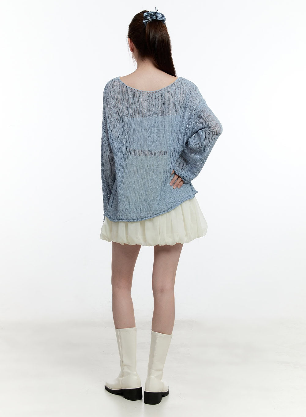 Cable Knit Sheer Loose-Fit Sweater CM521