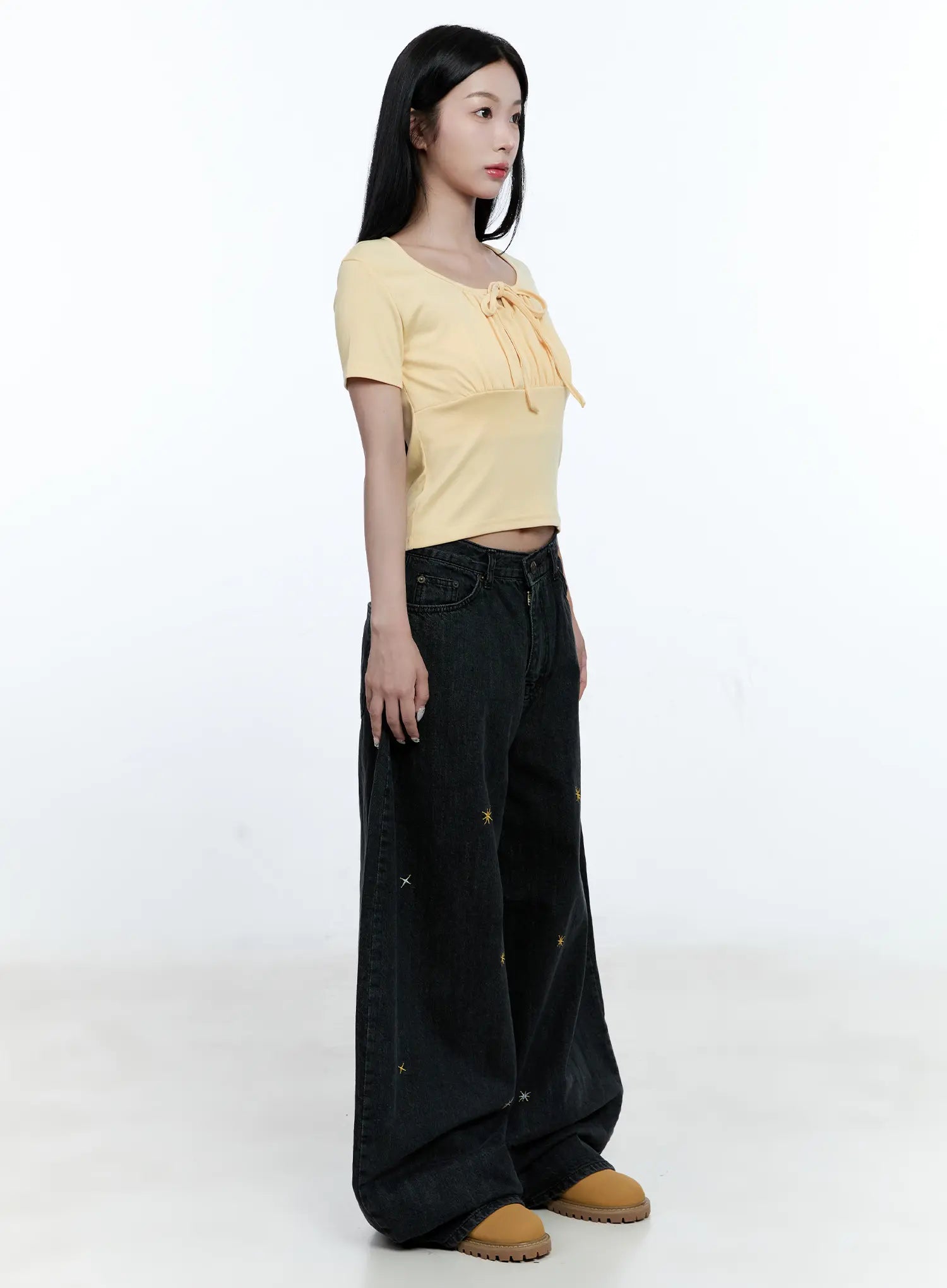 Ruched Ribbon Cropped Tee CG507