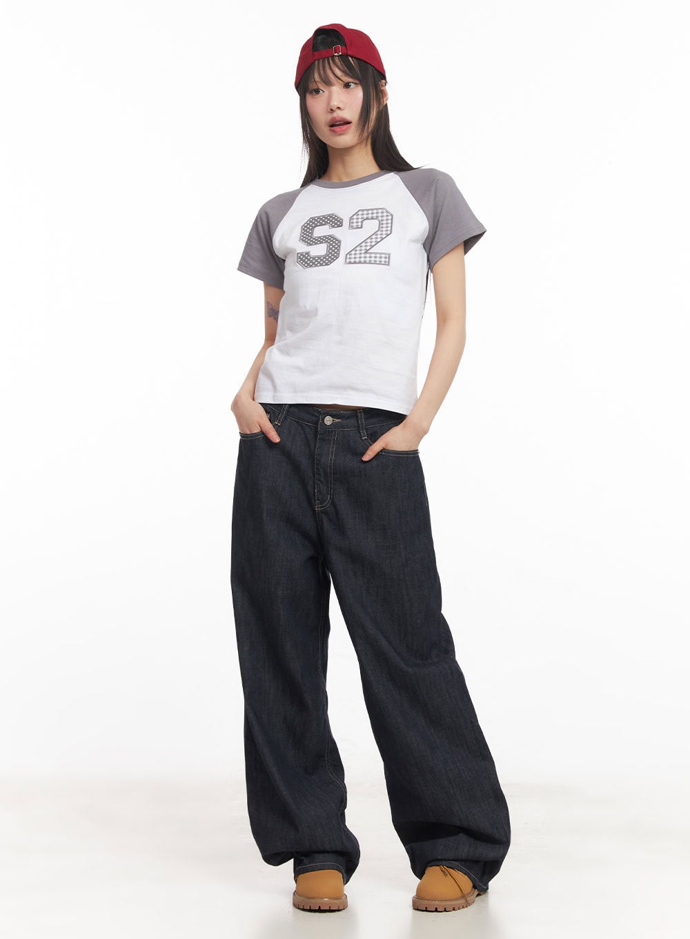 Check Embroidered Crop Top CA522