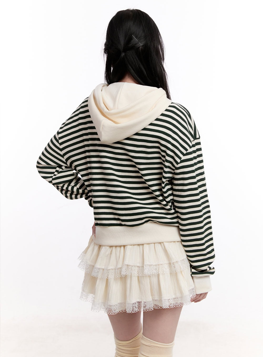 Stripe Zip-Up Hooded Knit Jacket CM527