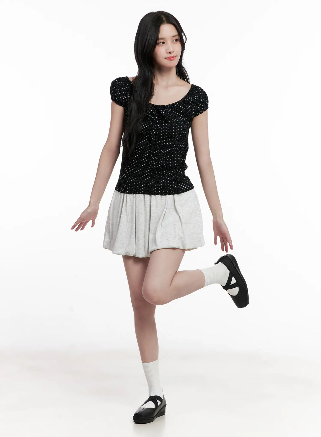 Comfy Gray Pleated Skirt CL516