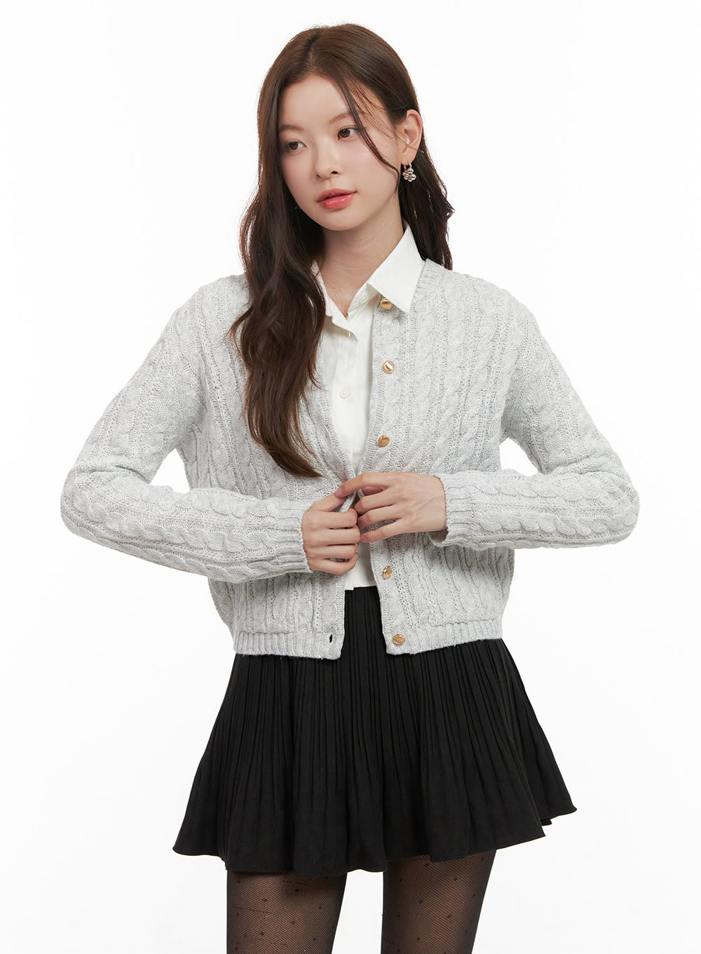 Cozy Cable Knit Buttoned Cardigan OD403