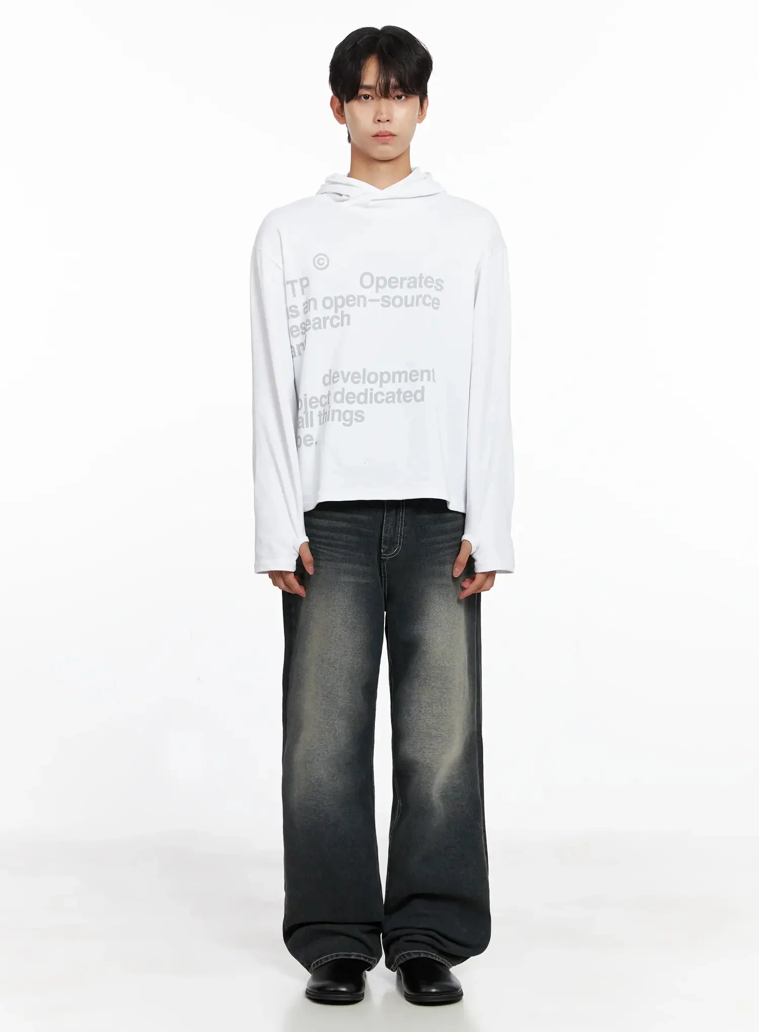 Men's Lettering Hand Warmer Hoodie IO517