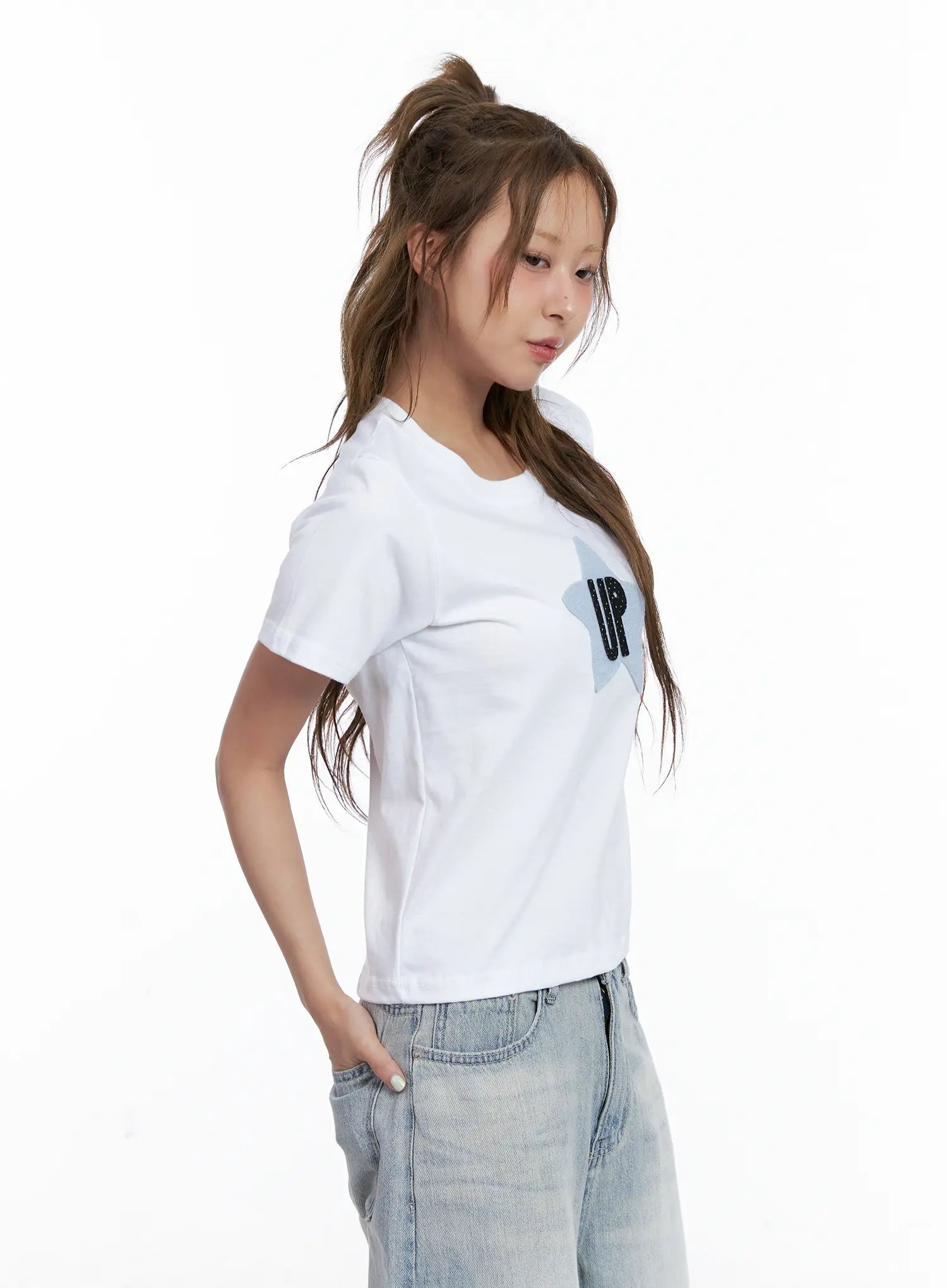 Star Patch Semi-Crop Tee CL511