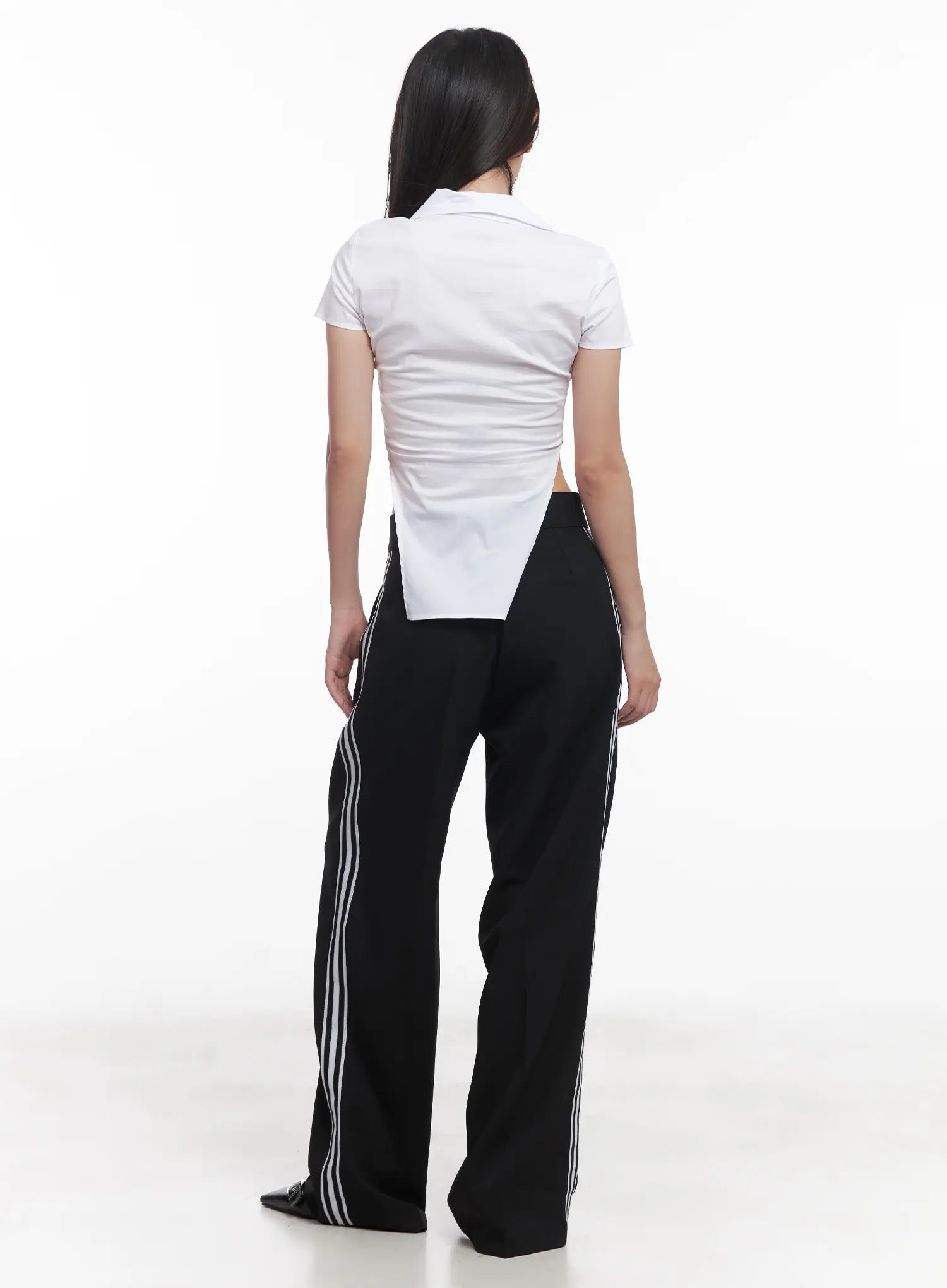 Pintuck Striped Wide-Fit Pants CU517