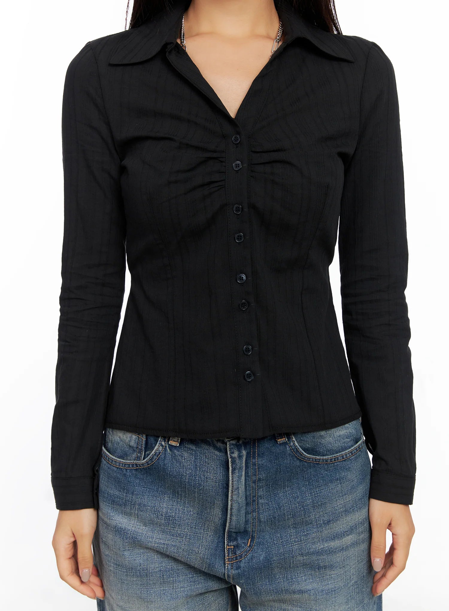 Shirred Long Sleeve Shirt CO514