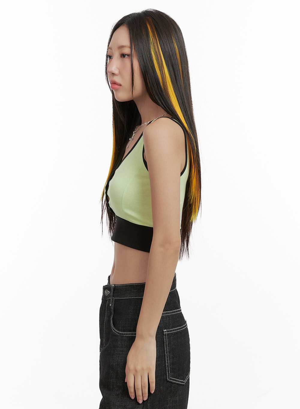 Buttoned Contrasting Crop Top OG406