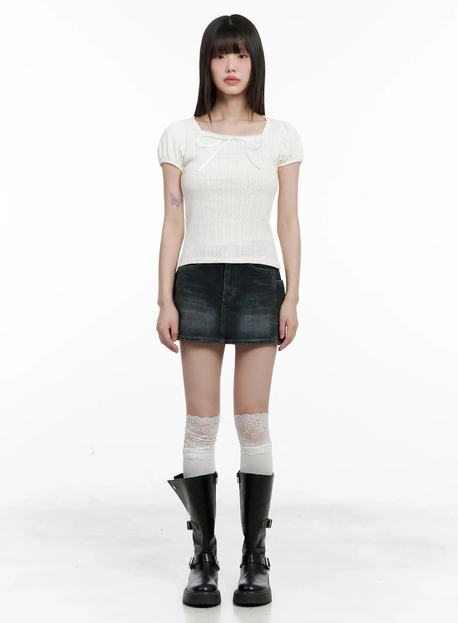 Ribbon Puff Sleeve Tee IL531