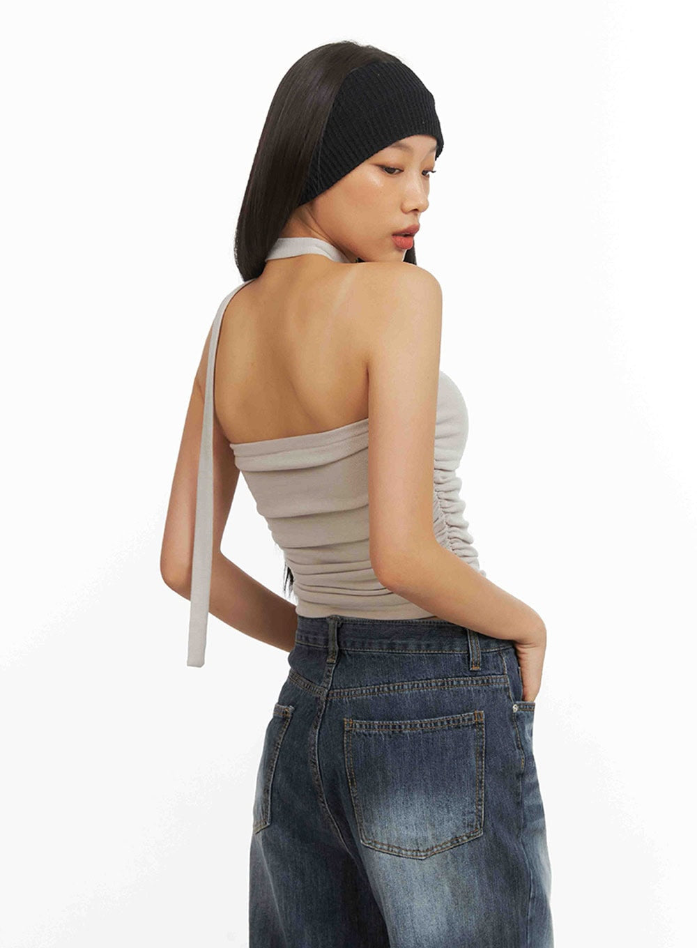 Shirred Tube Top with Scarf Set IY422