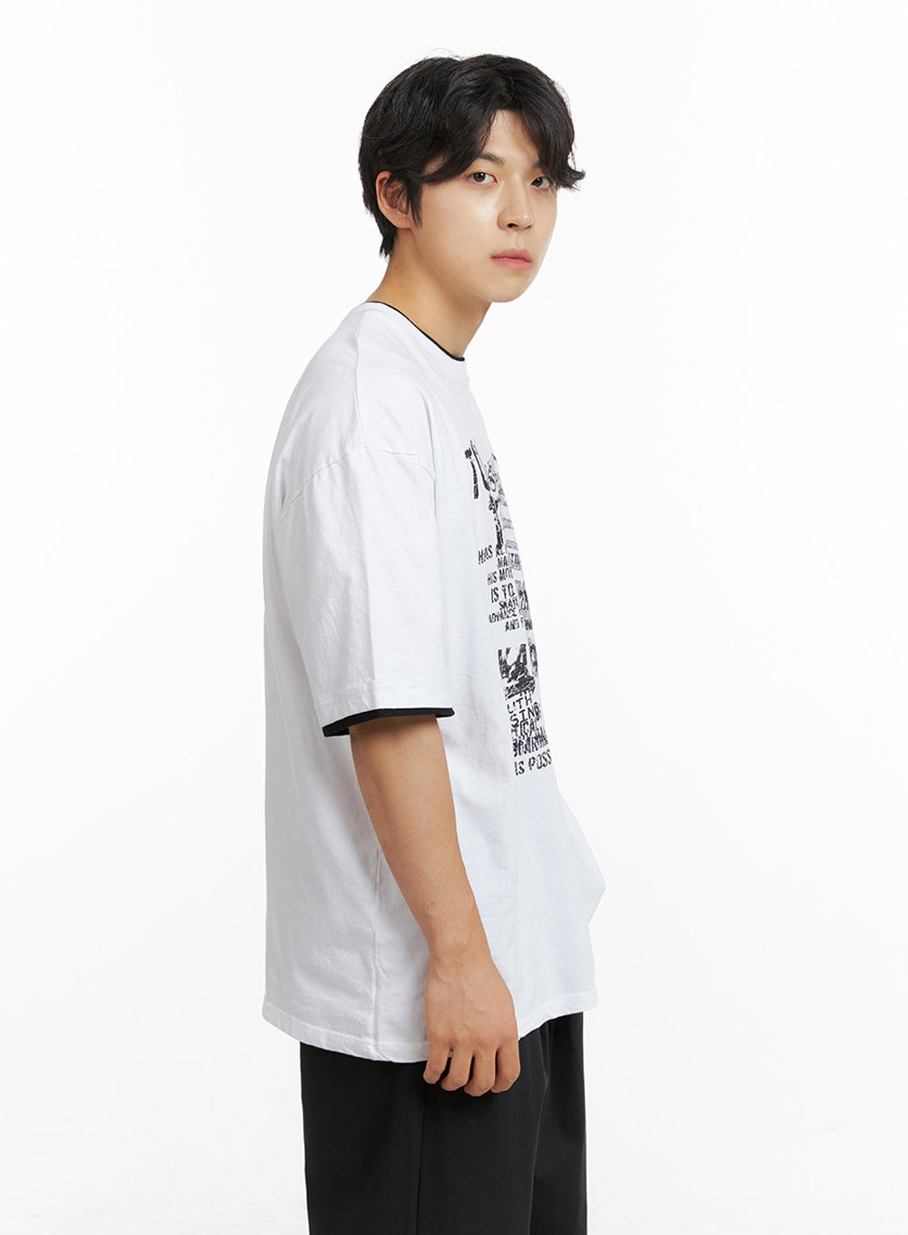 Men's Double Layer Graphic T-Shirt IG409