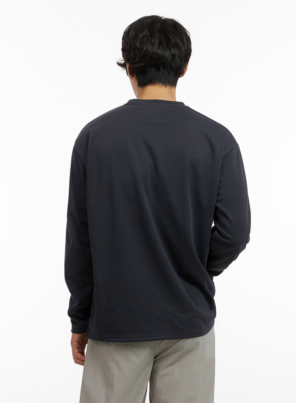 Men's Loose Round Neck Long Sleeve (Dark Gray) IG409