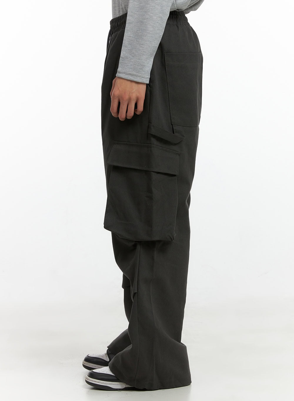 Men's Super Wide Cargo Pants (Dark Gray) IO417
