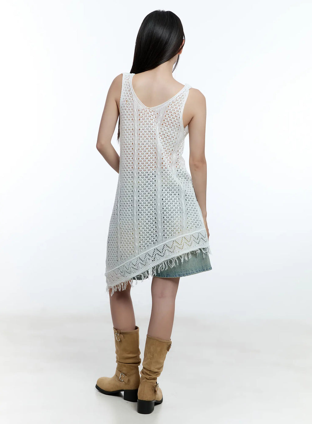 Tassel Asymmetric Midi Dress CU527