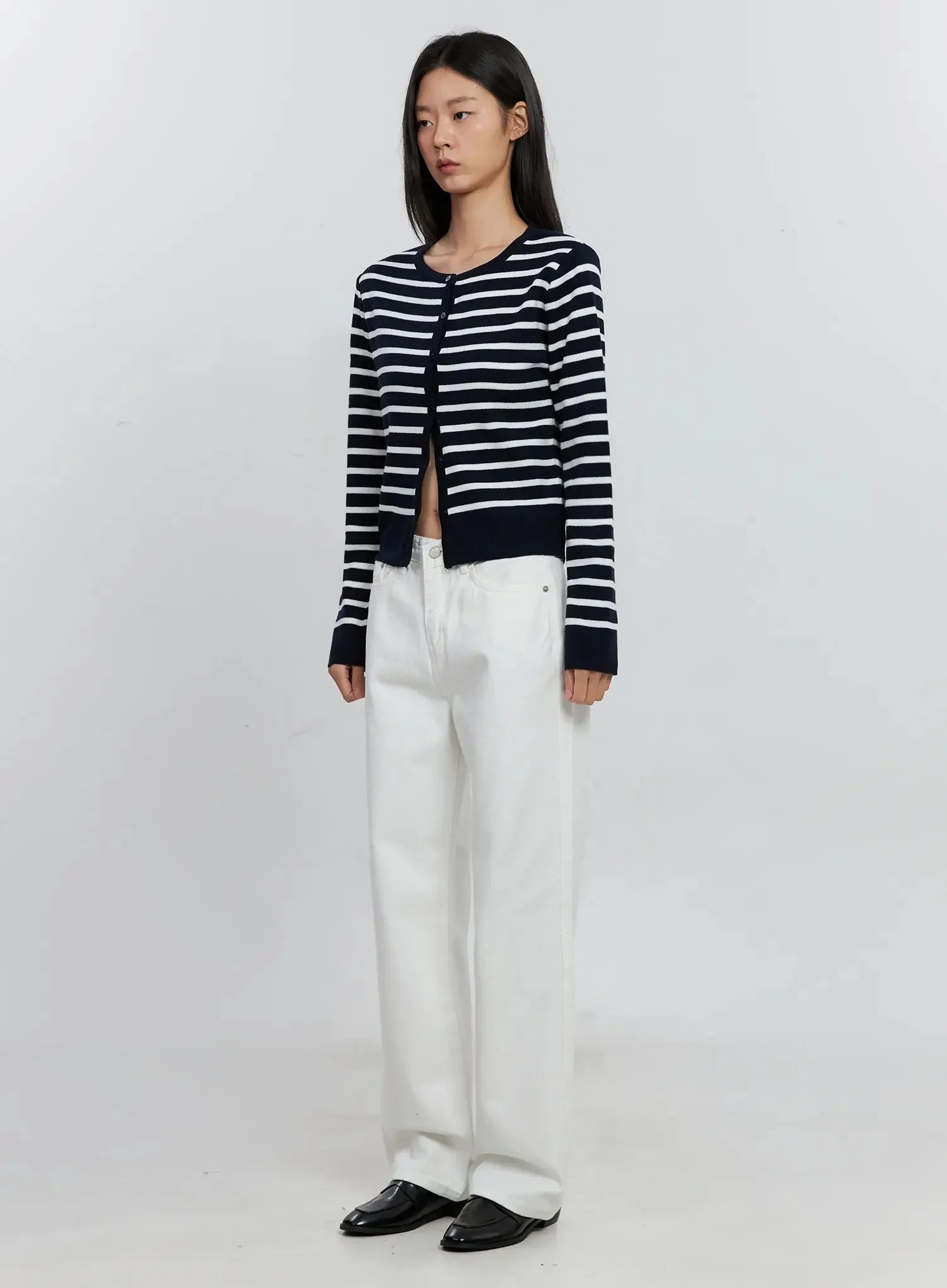 Striped Button-Up Cardigan IS515