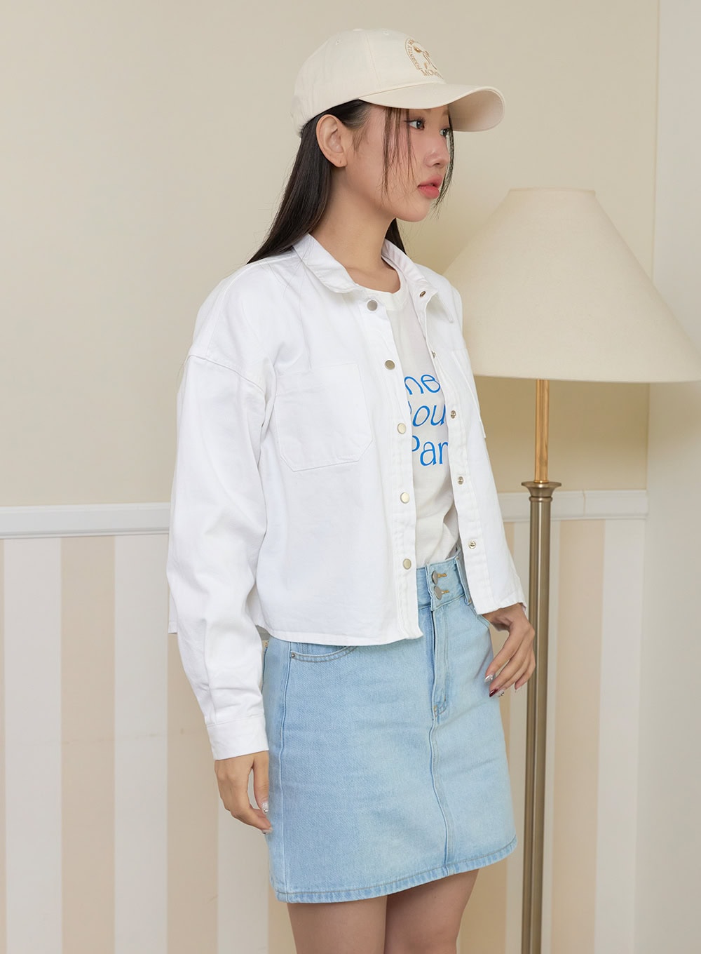 Cotton Collar Crop Jacket OY424