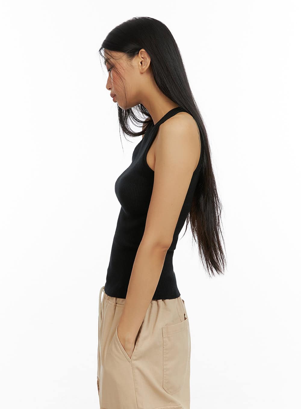 Solid Halter Neck Tank Top IU412